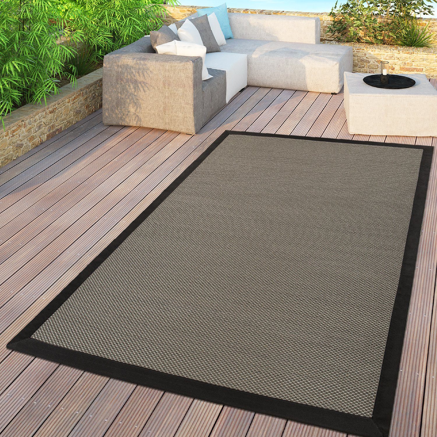 Outdoorteppich Flachgewebter In- & Outdoor Teppich Einfarbig, TT Home, rechteckig, Höhe: 8 mm | Kurzflor-Teppiche