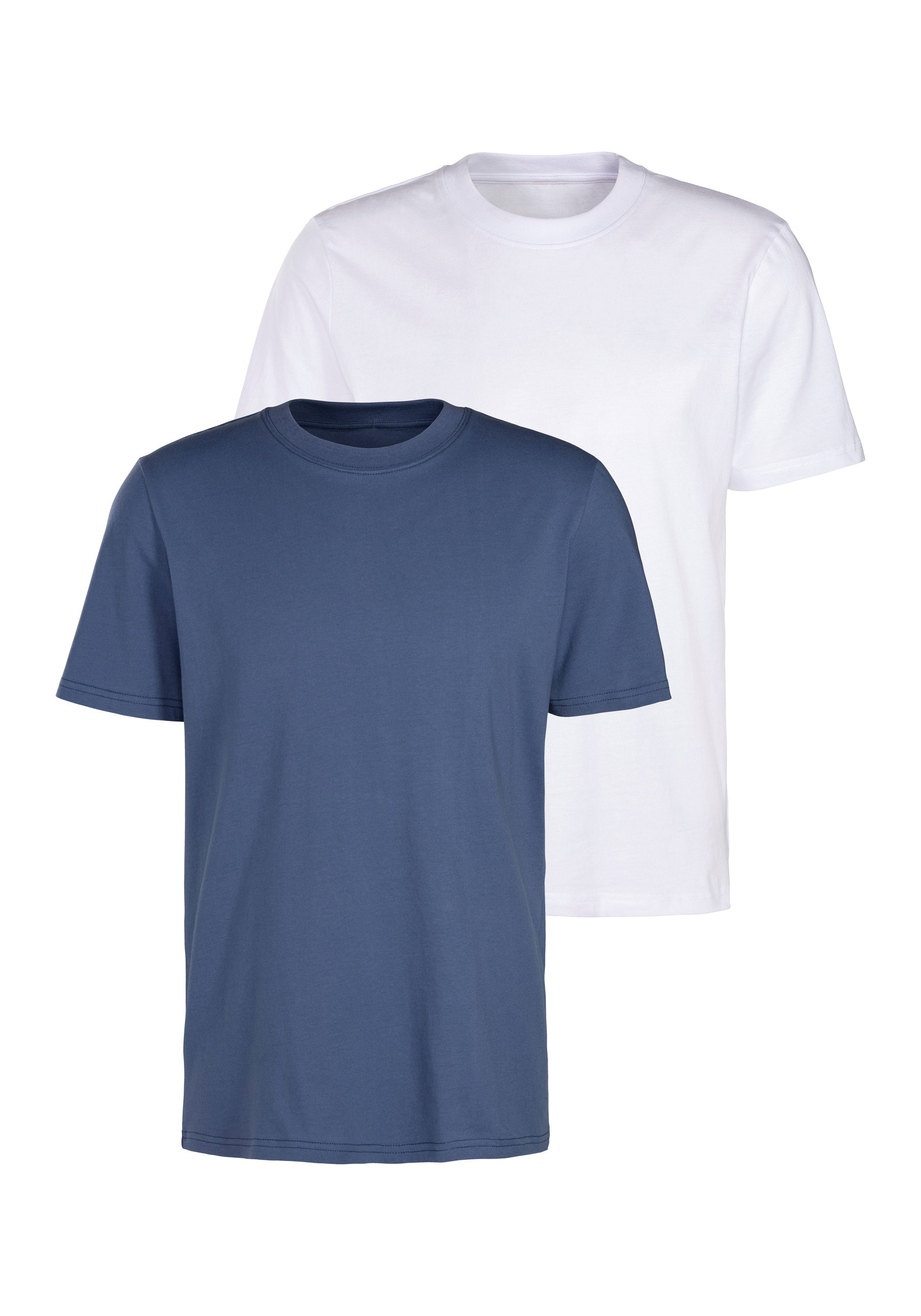 ein (2er-Pack) T-Shirt Form klassischer / in Must-Have blau KangaROOS weiß