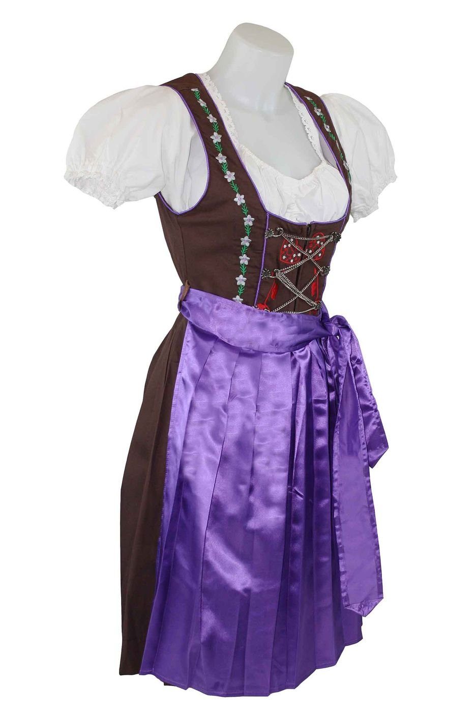 German Wear Midi Dirndl Dirndel GW1316 3er Fasching Dirndl SET Lila lila