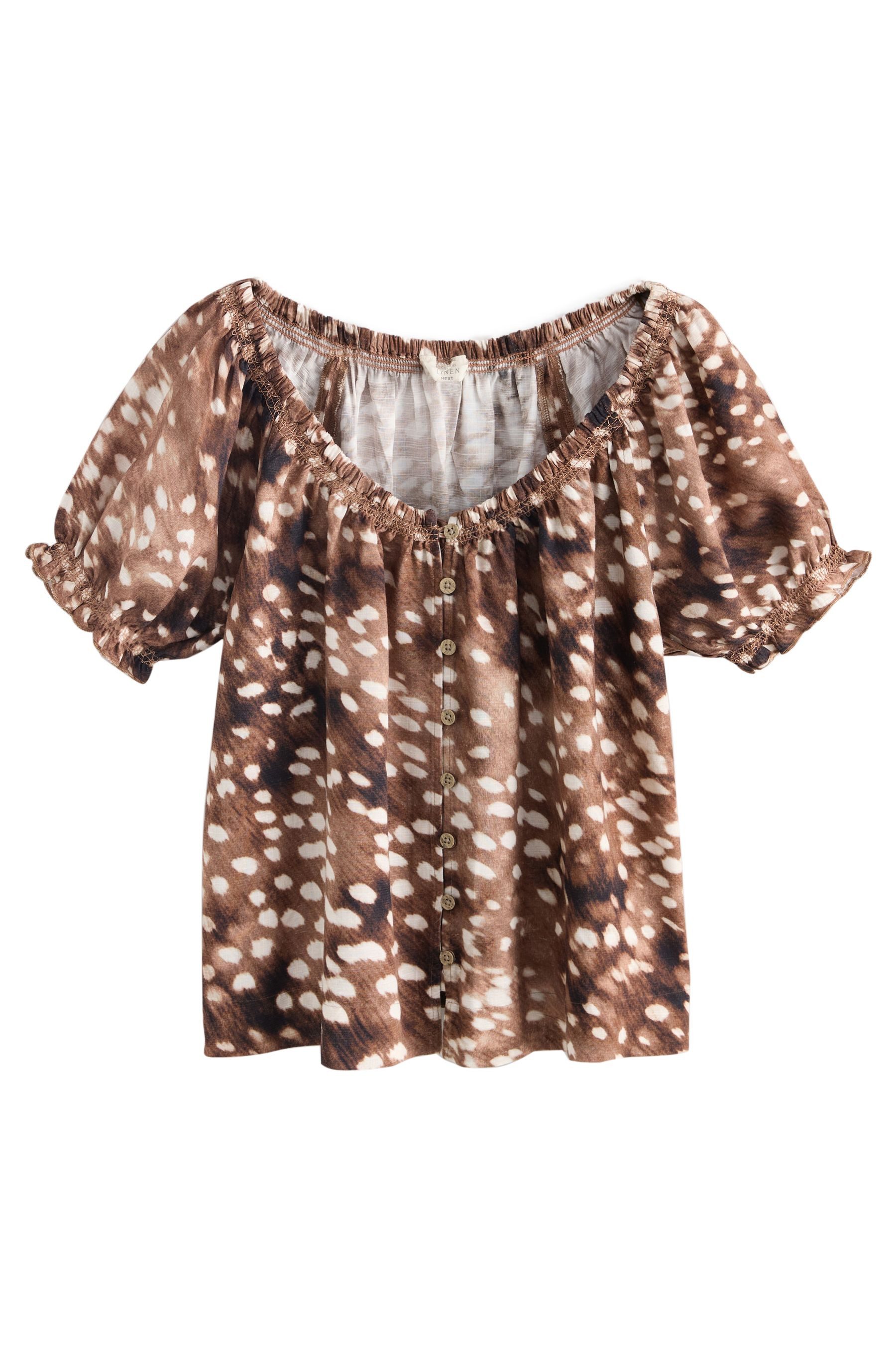 Carmenbluse Bardot-Oberteil mit Puffärmeln und Leinenanteil