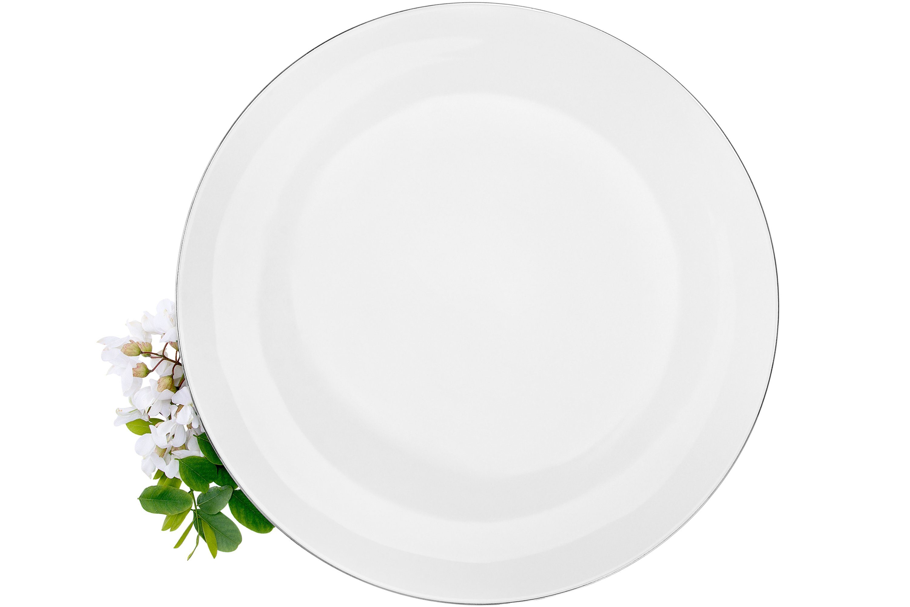 Konsimo Tafelservice BOSS rund, Porzellan, Personen, Speiseteller 6 ⌀27/⌀20,5/⌀18cm Suppenteller (18-tlg), Weiß/Platin-Weiß/Platin Dessertteller