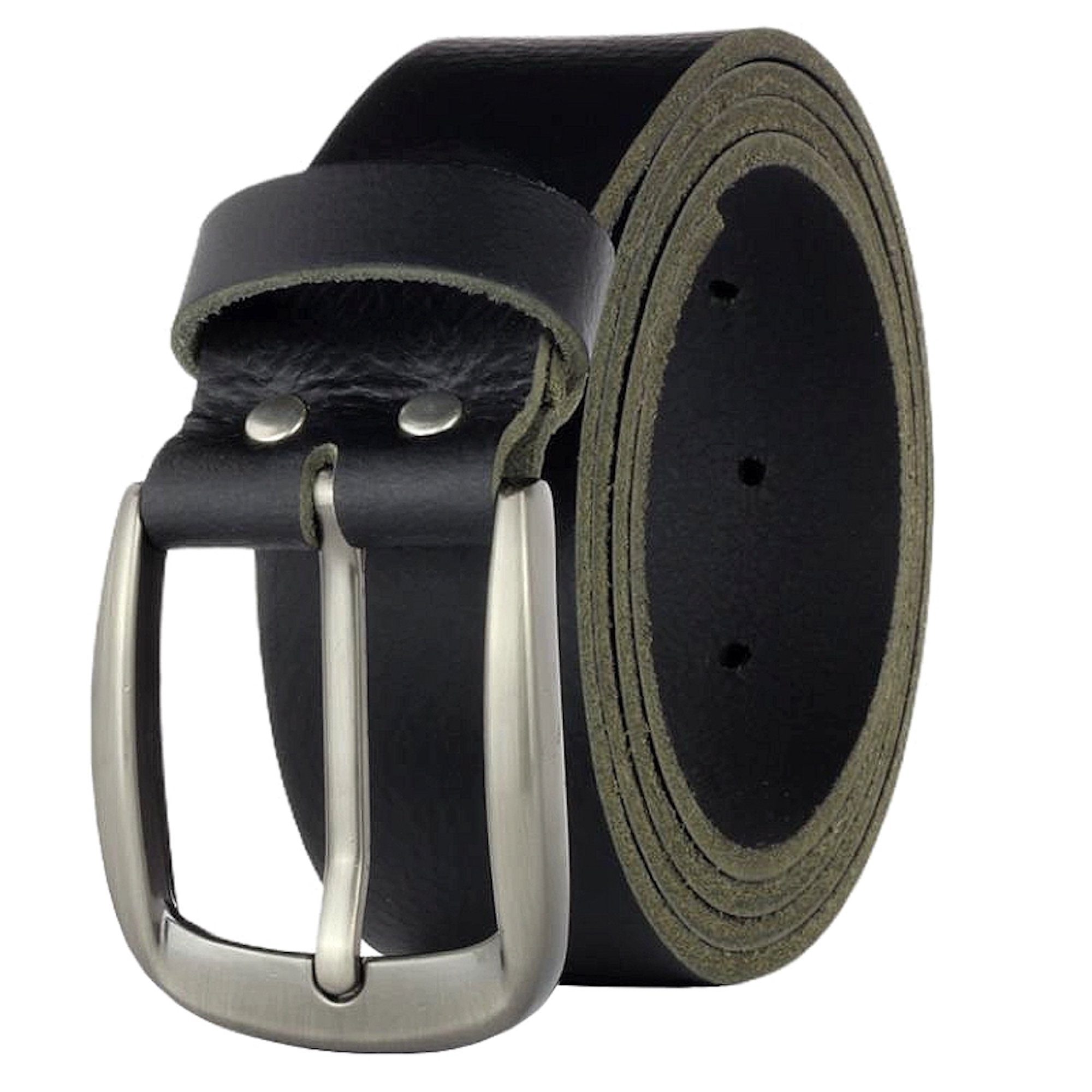 Manza Ledergürtel Gürtel Ledergürtel Schwarz 4cm breit Vollleder Jeansgürtel Unisex Kürzbar