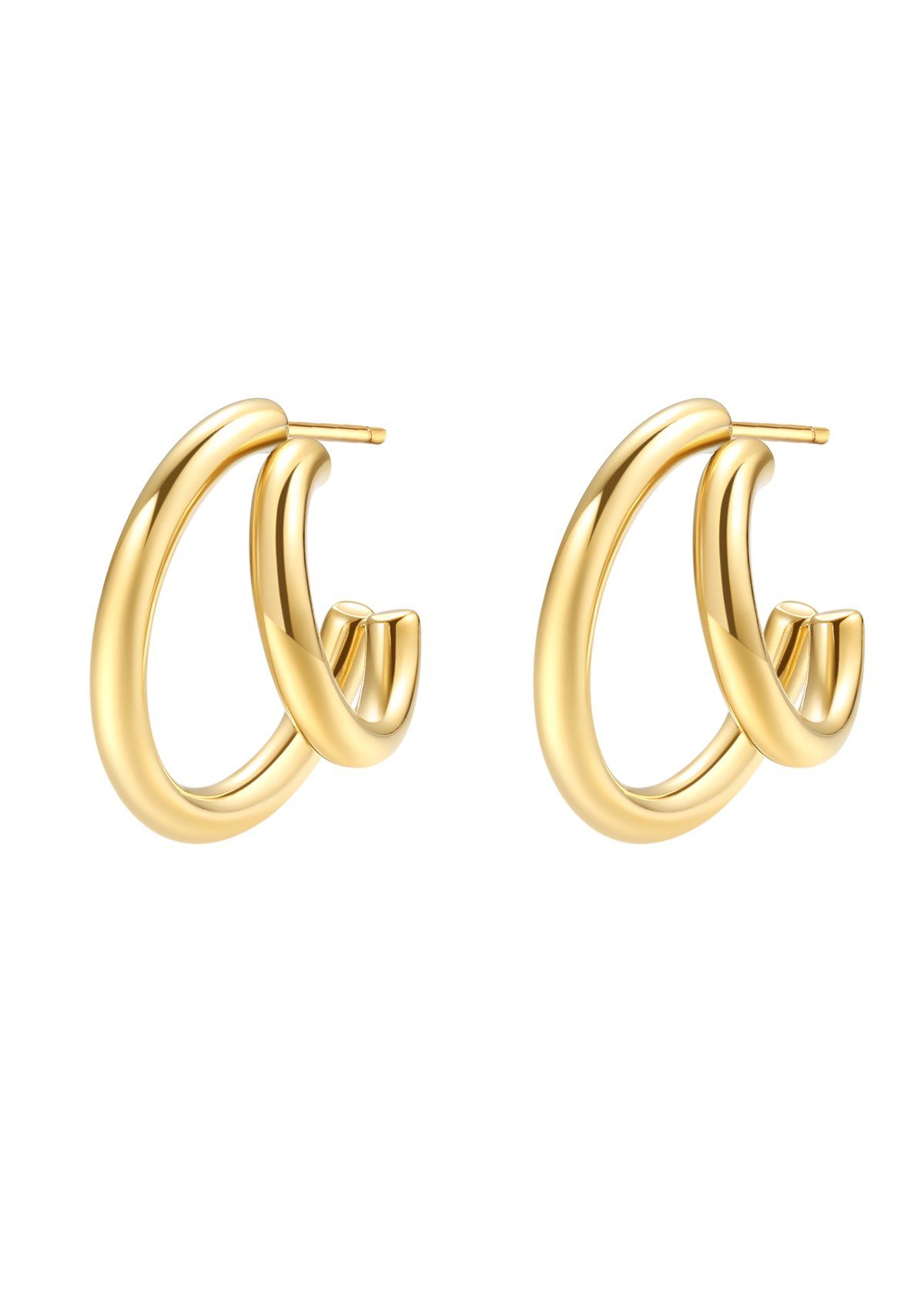 Hey Happiness Paar Creolen Edelstahl Damen Doppelt, 18K Roségold Vergoldet, günstig online kaufen