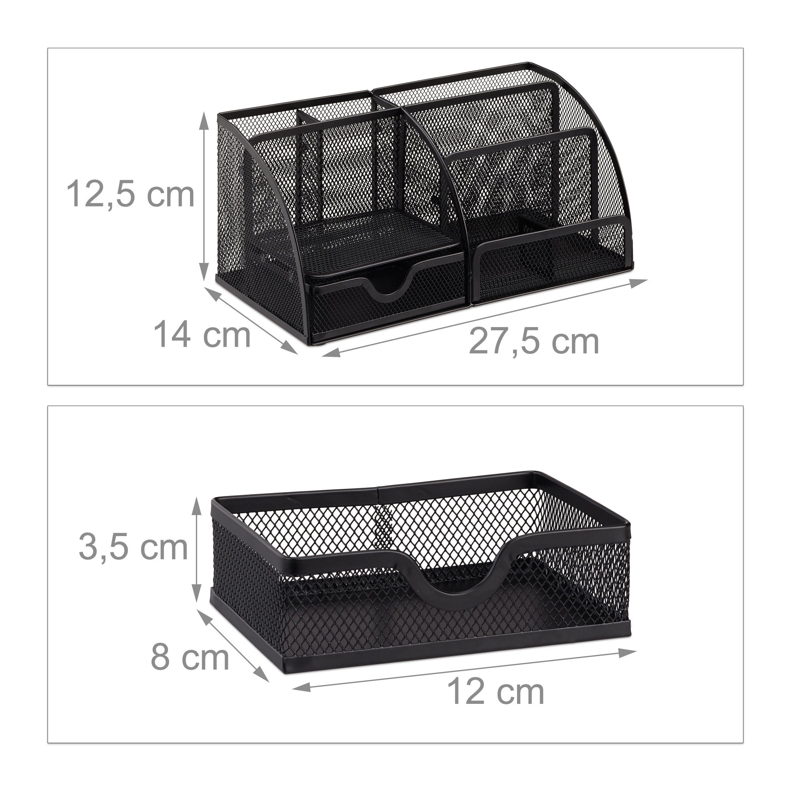 relaxdays Organizer Schreibtischorganizer 6 Ablagen Metall (1 St), schwarz – Bild 3 von 5