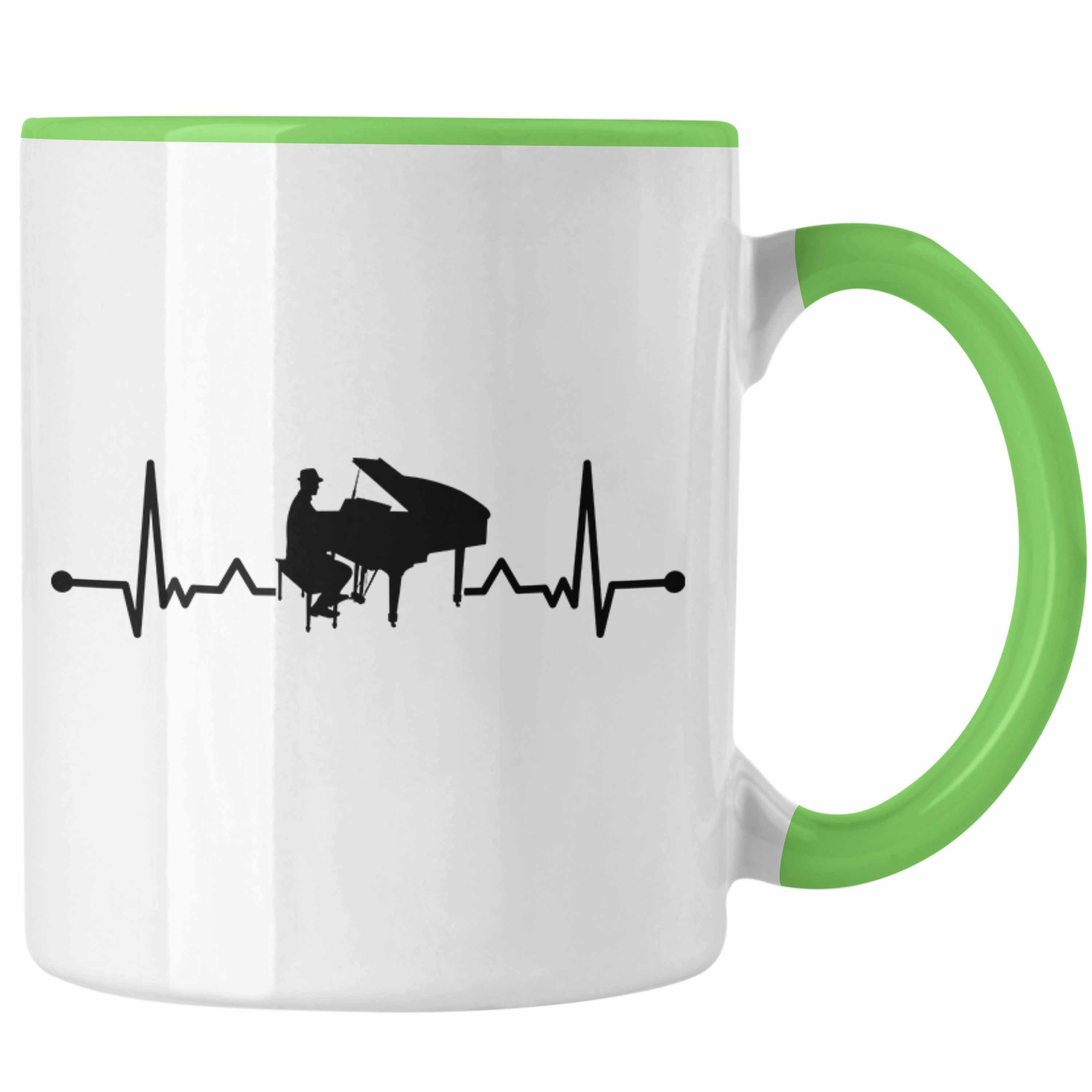 Trendation Piano-Spieler Klavier Grün Kaffee-Becher Geschenk Geschenkidee Tasse Tasse Flügel