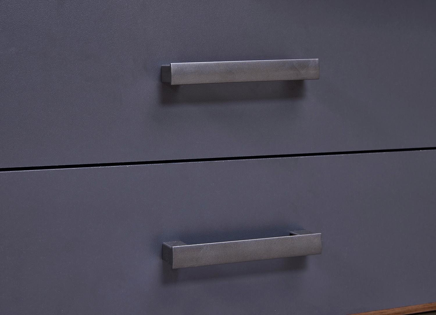 Inter Link Einzelbett LIORA, 140 x 200 cm, Artisan Eiche Dekor, Grau, 6 Schubladen, 2 ausziehbare Nachttische, B 145 x H 83 x T 204 cm