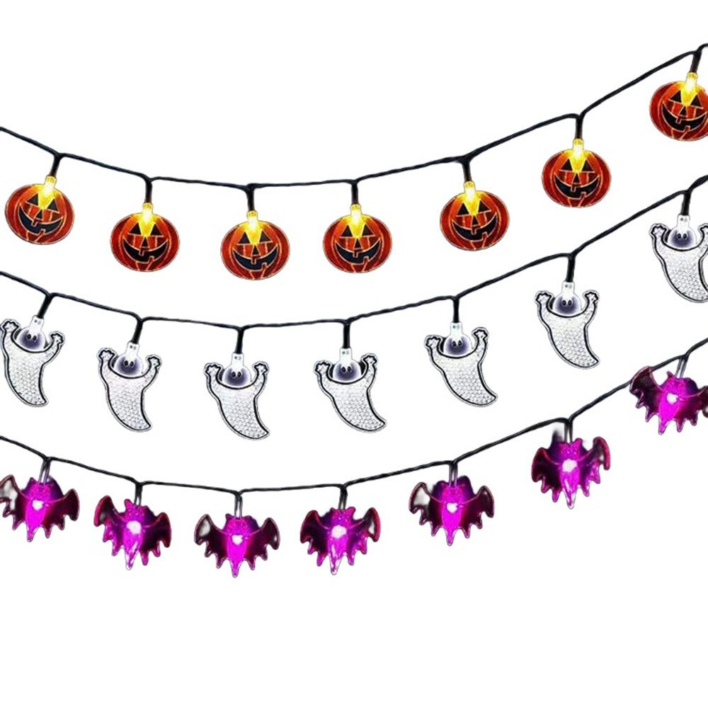 Bomiclss LED-Lichterkette Halloween Lichterkette Batterie Halloween Led Dekoration, für Außen Innen Halloween Garden Deko