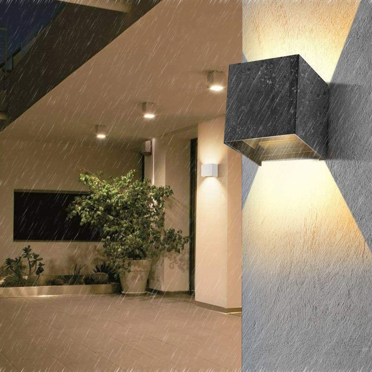 oyajia Wandleuchte 2 Stück 7W Metall LED Wandlampe, Auf und ab Einstellbarer Lichtstrahl, LED fest integriert, Warmweiß, LED Wandlampe mit Bewegungsmelder,für Wohnzimmer, Flur, Balkon, Hotel