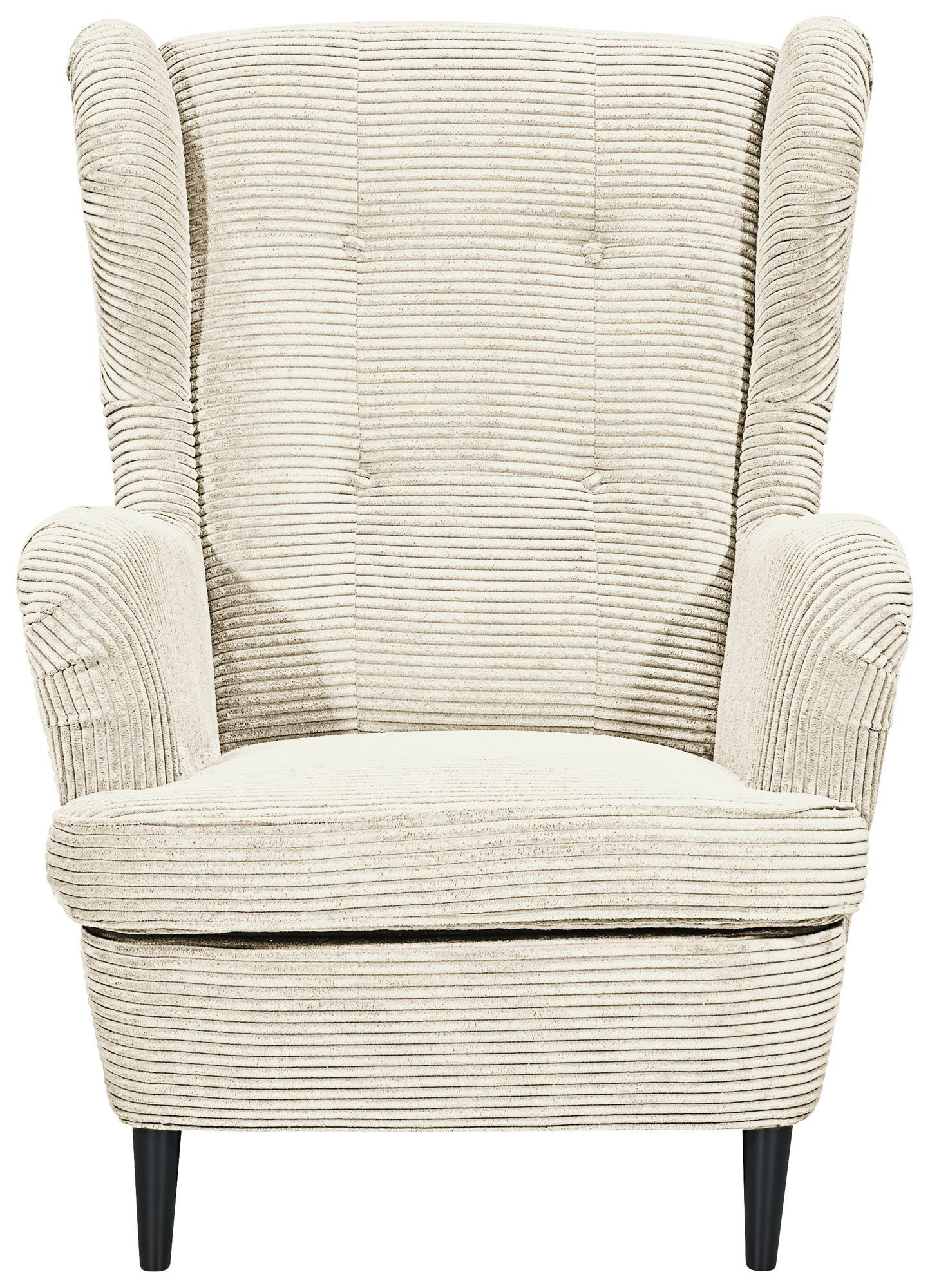 ED EXCITING DESIGN Ohrensessel Oskar, mit Massivholzfüßen günstig online kaufen