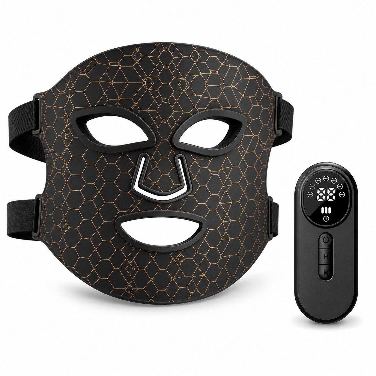 ibettertec LED-Gesichtsmaske Kosmetikbehandlungsgerät 8-Farben-LED-Maskengerät, Mit Rotlichttherapie Mikrodermabrasionsgerät LED Mask, Lichttherapie Maske mit 352 LEDs, Für das Gesicht kabelloses LED-Gesichtsmaske, Hautpflege für Zuhause