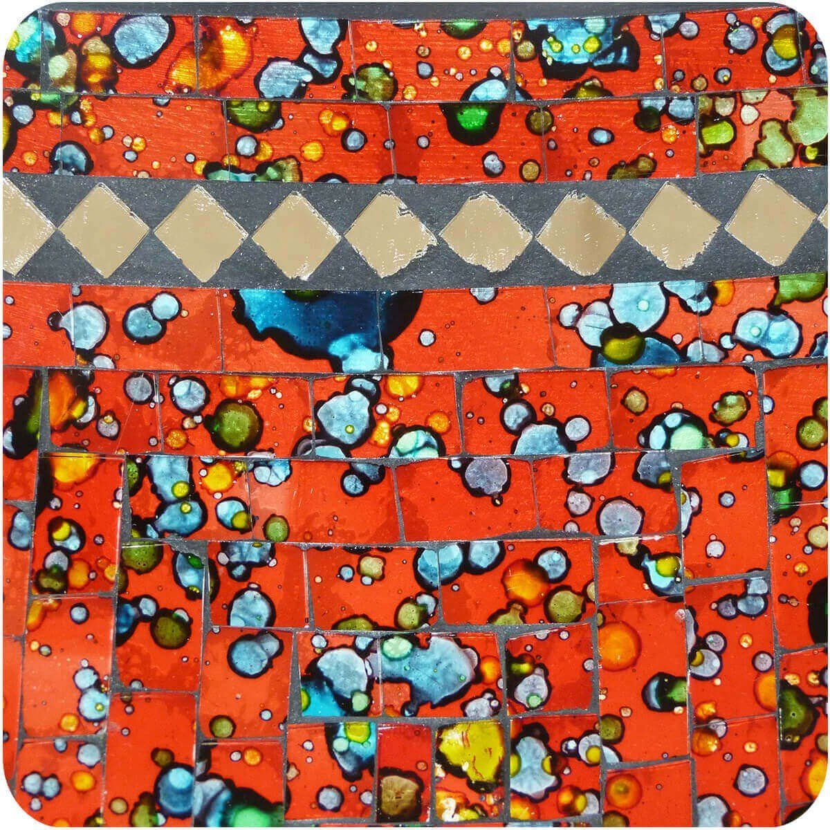 SIMANDRA Dekoschale Mosaik Schale Quadrat B: Stück) Dekoschale (1 Glassteine cm Kunsthandwerk Rot Glasschale ca. Tonschale Deko 11