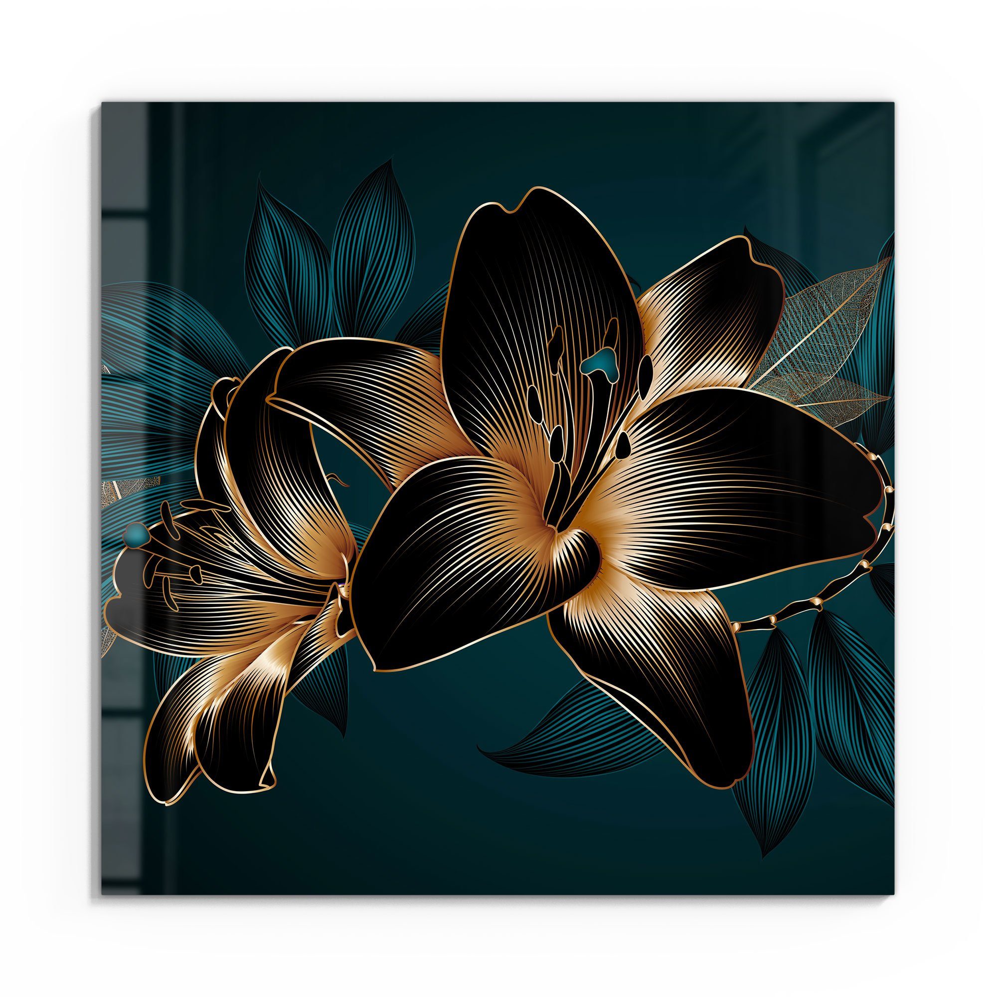 DEQORI Glasbild 'Hochwertige Liliengrafik', 'Hochwertige Liliengrafik', günstig online kaufen