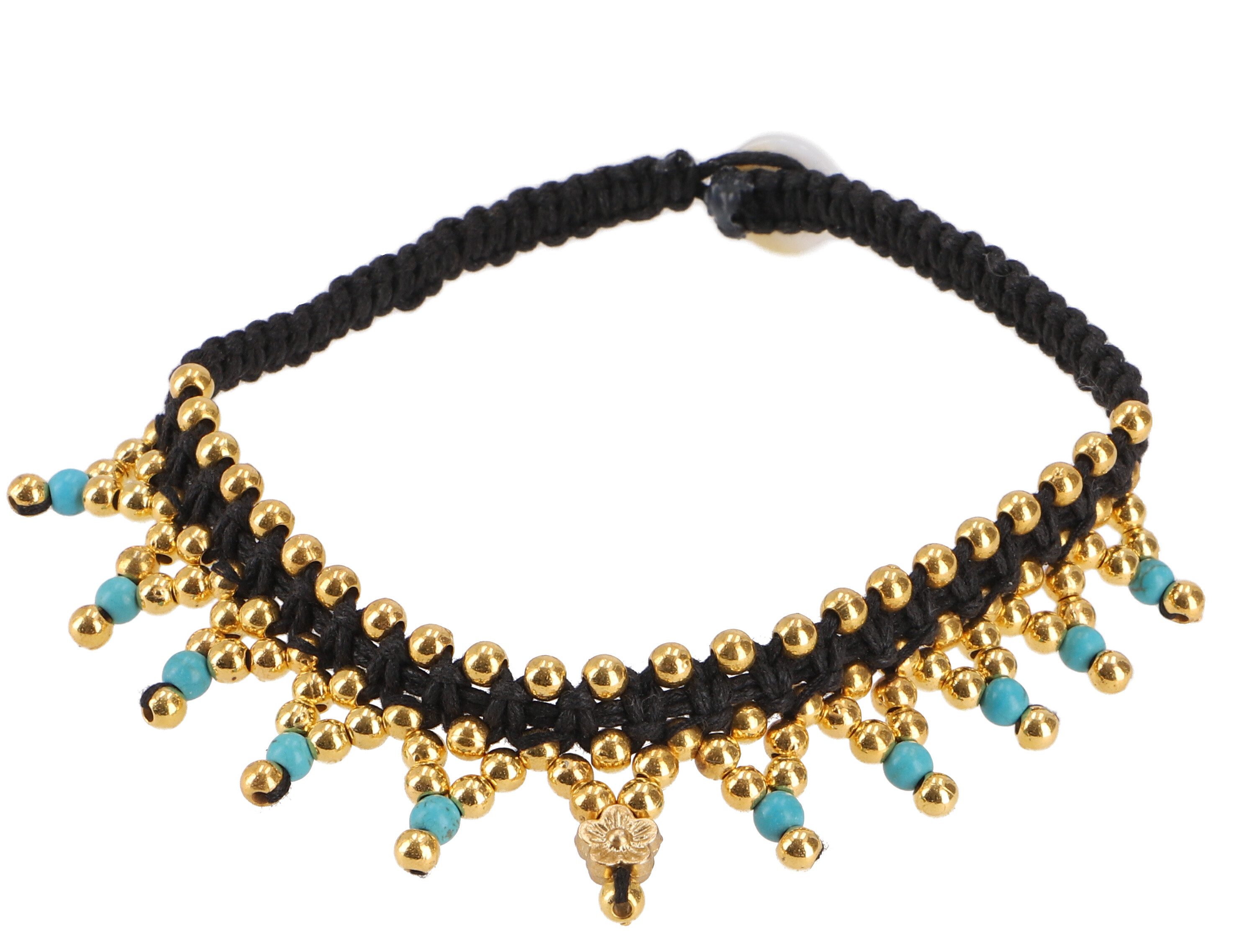 Guru-Shop Fußkette Fußkette Makramee mit Perlen günstig online kaufen