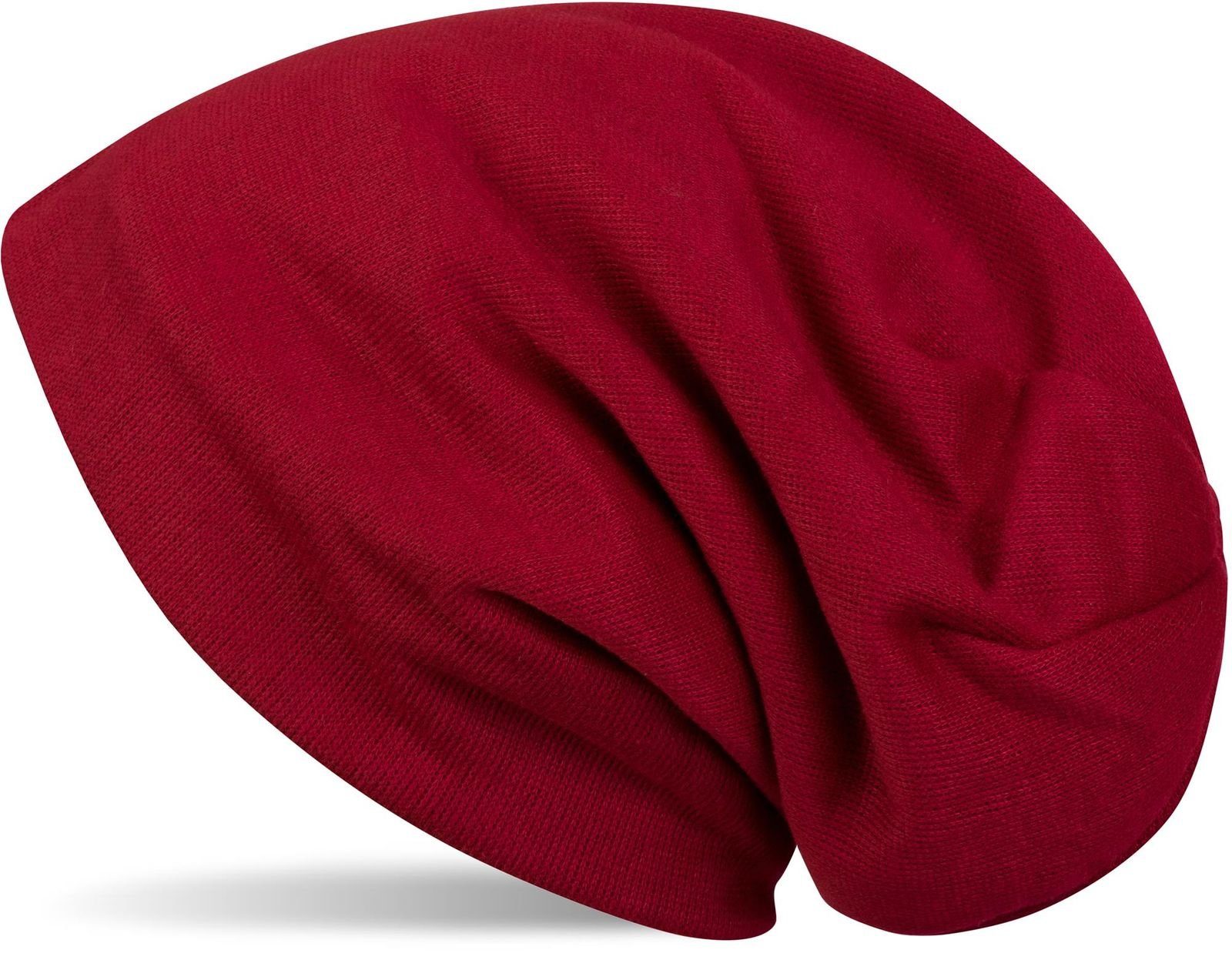 styleBREAKER Strickmütze (1-St) Feinstrick Beanie Unifarben Bordeaux-Rot