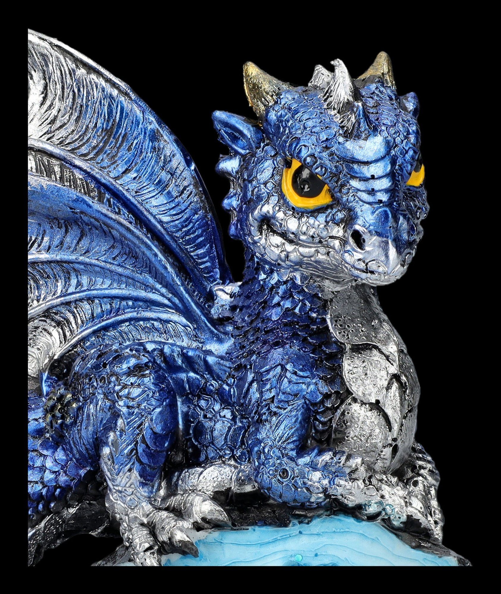 Figuren Shop GmbH Fantasy-Figur Drachen Figur - Dunkelblauer Wächter - Fantasy Drachenfigur Dekoration