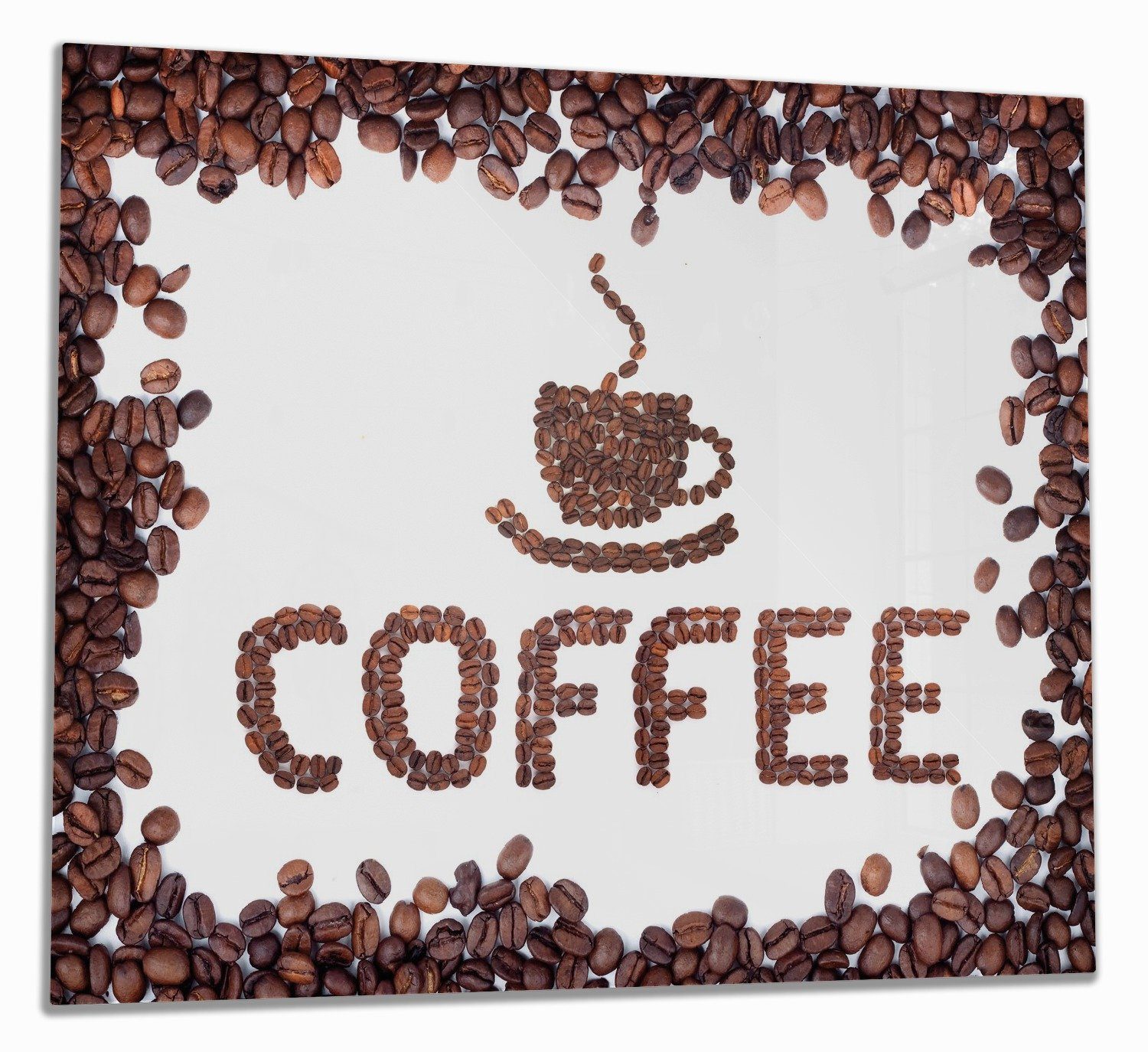 Kaffeebohnen, Größen 5mm Schrift Noppen), verschiedene Wallario 1 Herd-Abdeckplatte (Glasplatte, inkl. aus Kaffee tlg., ESG-Sicherheitsglas,