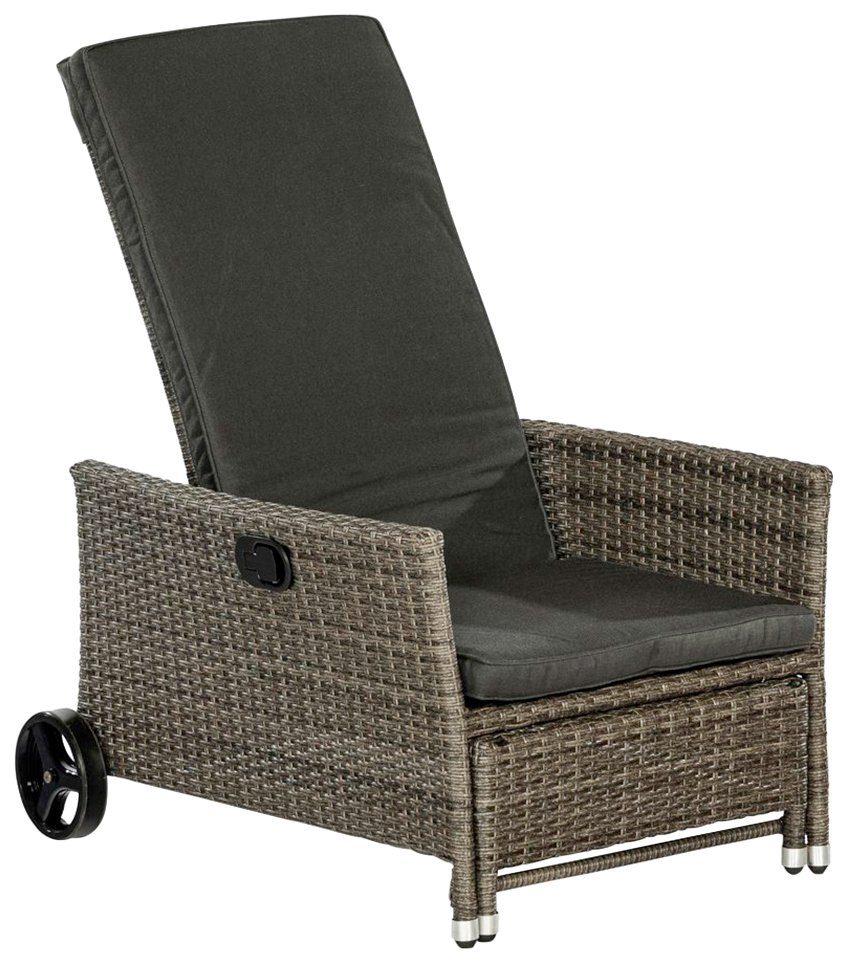 MERXX Gartensessel Komfort Deckchair (4-tlg), Stahl/Kunststoff, Auflagen inkl
