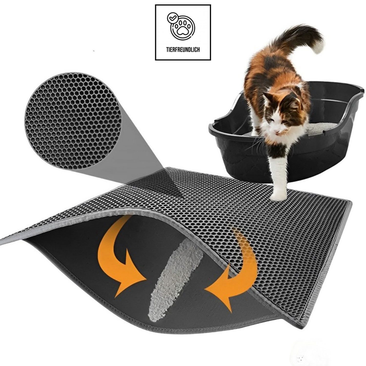 Katzentoilette Katzenmatte für Katzenstreu Katzenteppich Katzenklo 60x40 cm Unterlage