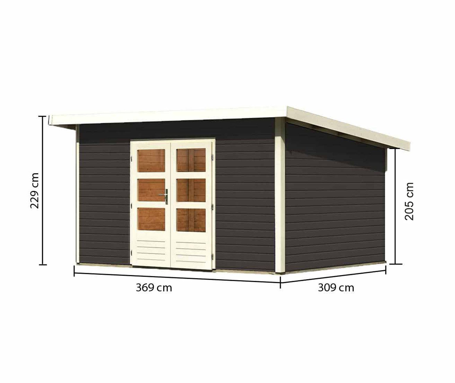 Karibu Gartenhaus Karibu Gartenhaus Northeim, 38 mm, 406 x 332 cm, Typ 4, terragrau, ohne Anbau
