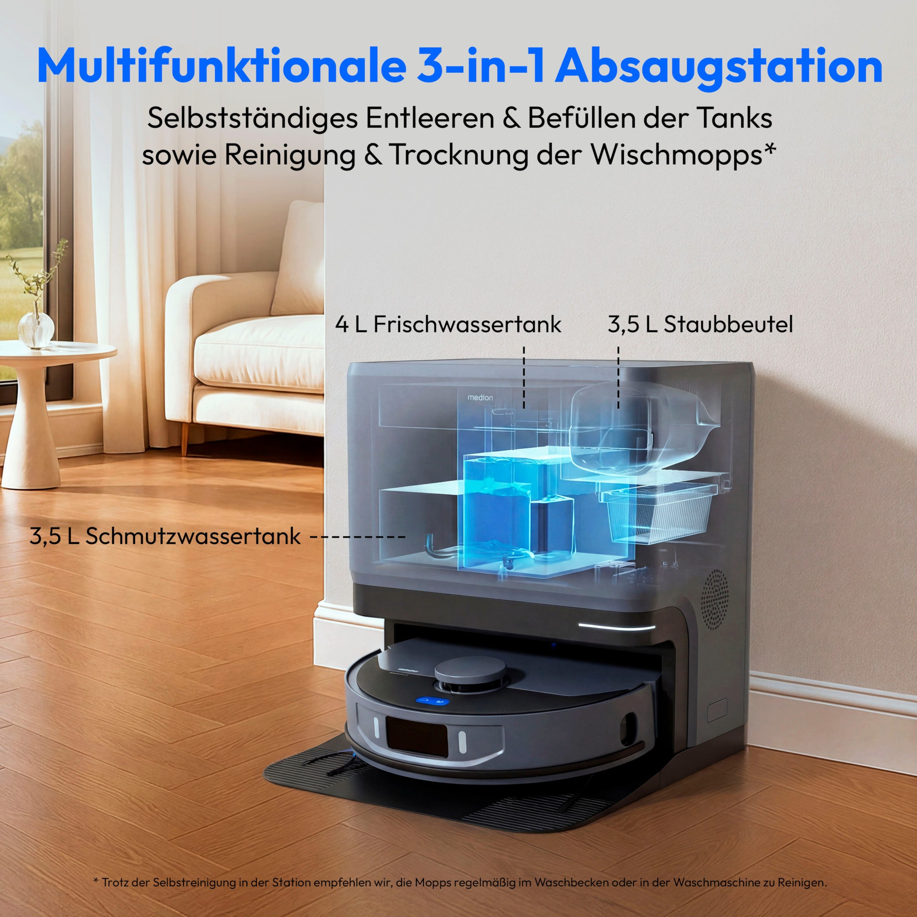 Medion® Saugroboter Saugroboter MEDION X55 SW+ Pro (MD12555), beutellos, X55 SW+ PRO