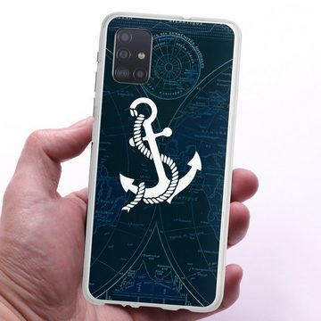 DeinDesign Handyhülle Anker Landkarte Segeln Sailors Style, Samsung Galaxy A51 Silikon Hülle Bumper Case Handy Schutzhülle
