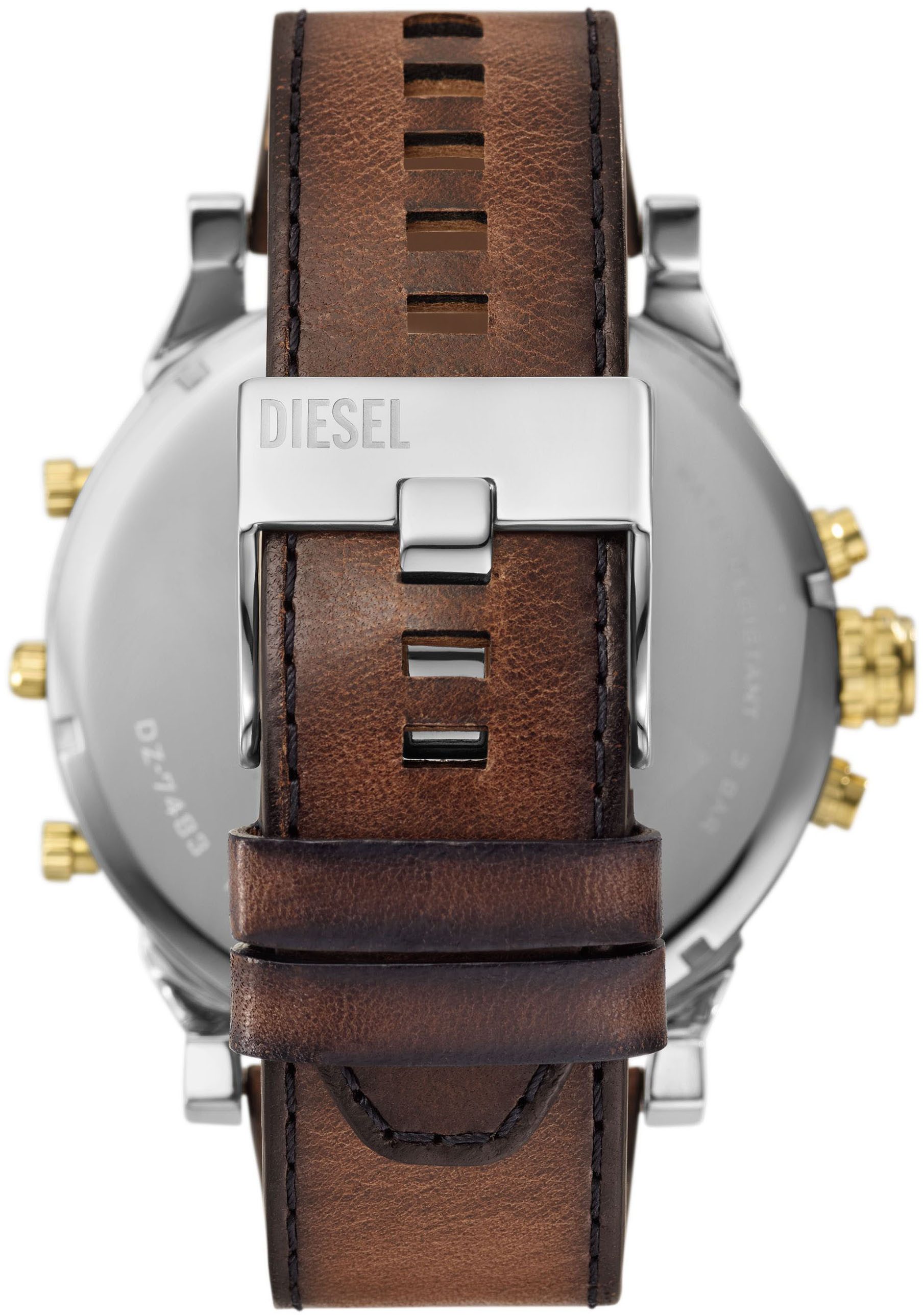 Diesel Chronograph MR. DADDY 2.0 DZ7483, Armbanduhr, Herrenuhr, Lederarmband, analog, Tag, Stoppfunktion