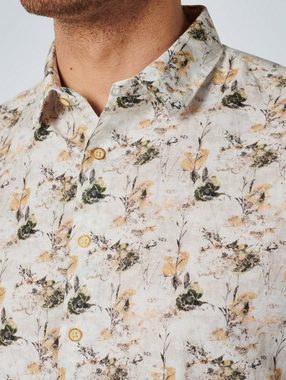 NO EXCESS Rundhalspullover Shirt Short Sleeve Allover Printed With Linen Responsible Choice