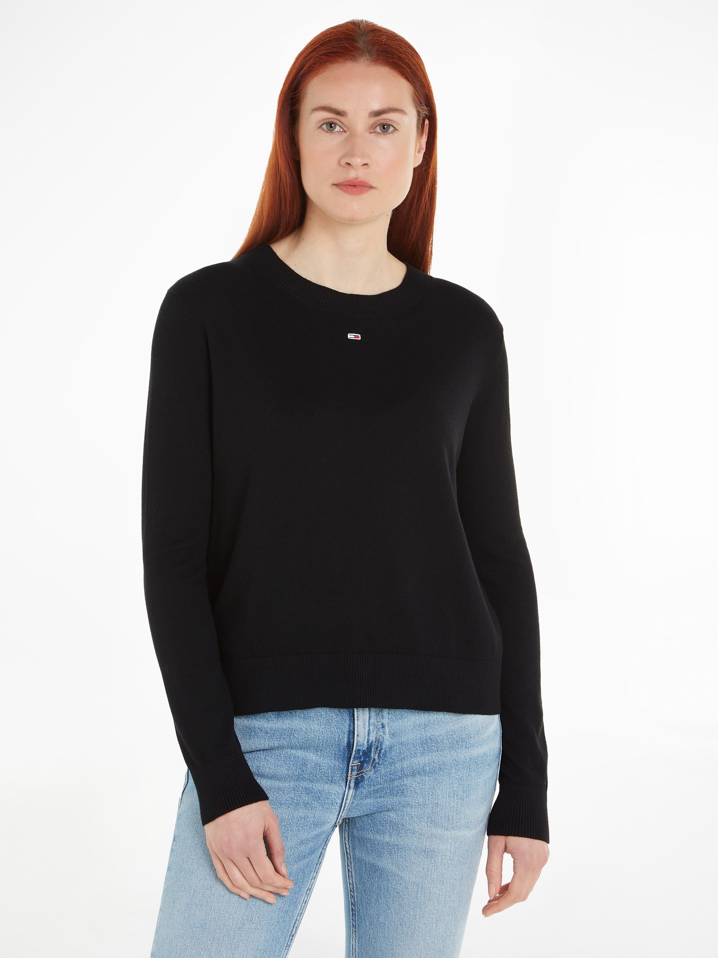 Tommy Jeans Strickpullover TJW ESSENTIAL CREW NECK SWEATER mit Logostickere günstig online kaufen