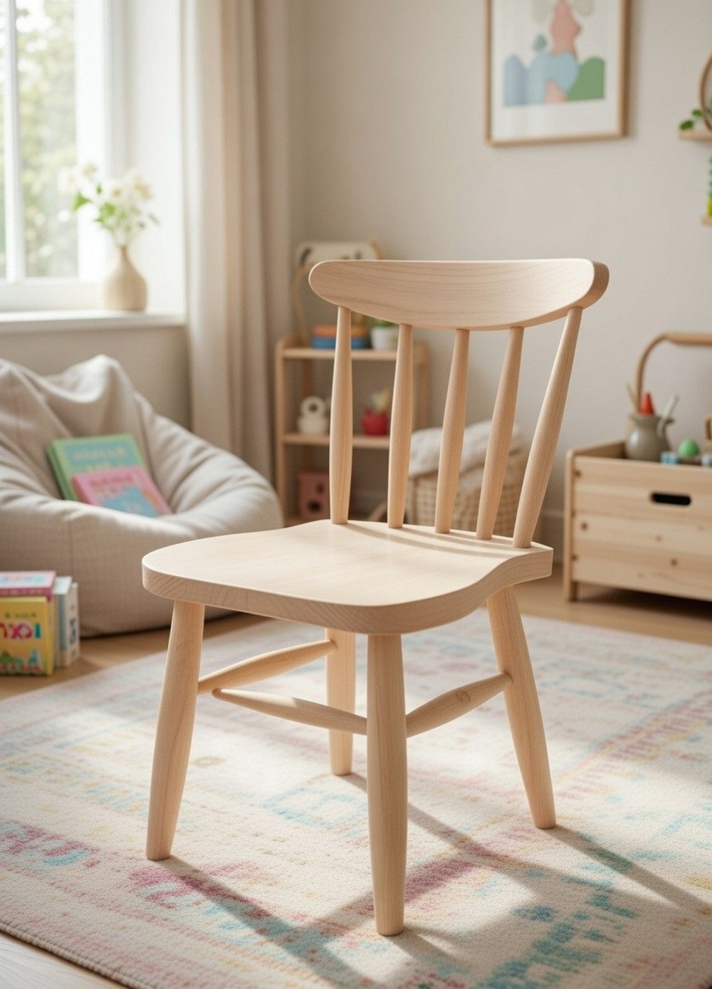 Xlmoebel Kinderstuhl Moderner Holzstuhl für gemütliche Stunden im Kinderzimmer, Made in Europa
