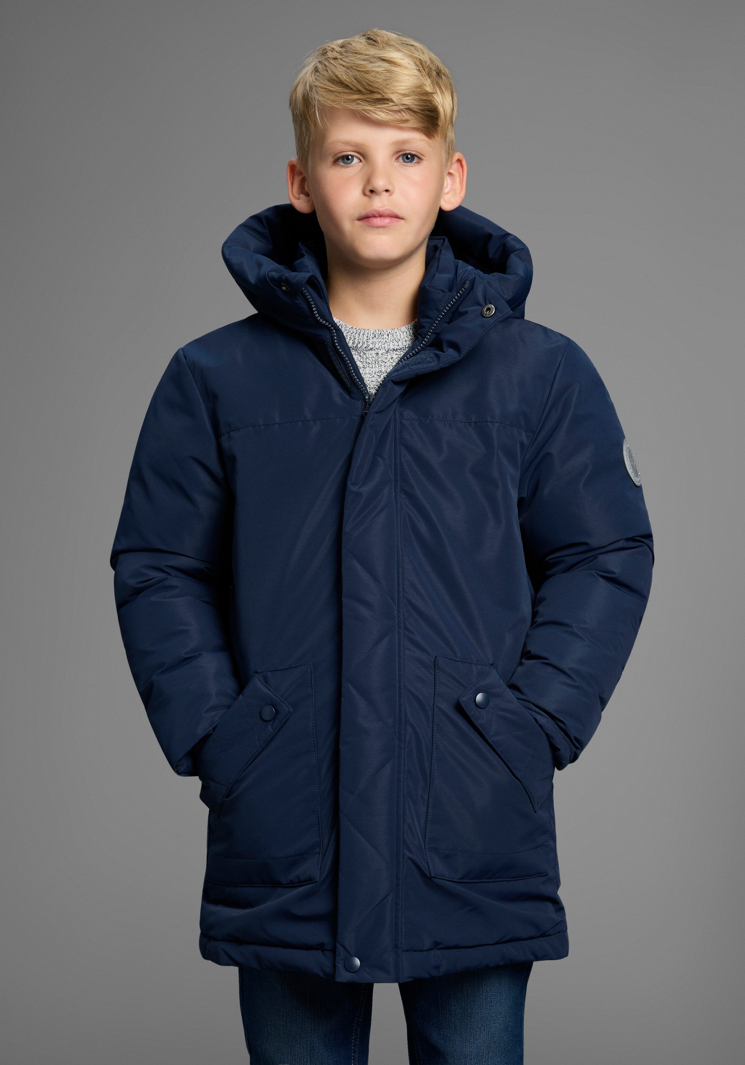 KangaROOS Outdoorjacke Winterwarme Jacke Lange Winterjacke mit reflektierenden Details