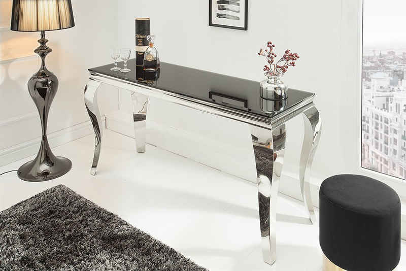 riess-ambiente Konsolentisch »MODERN BAROCK 145cm schwarz«, Tischplatte aus Opalglas · Edelstahl-Beine
