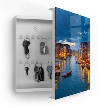 DEQORI Schlüsselkasten 'Venedigs Canal Grande', Glas Schlüsselbox modern magnetisch beschreibbar