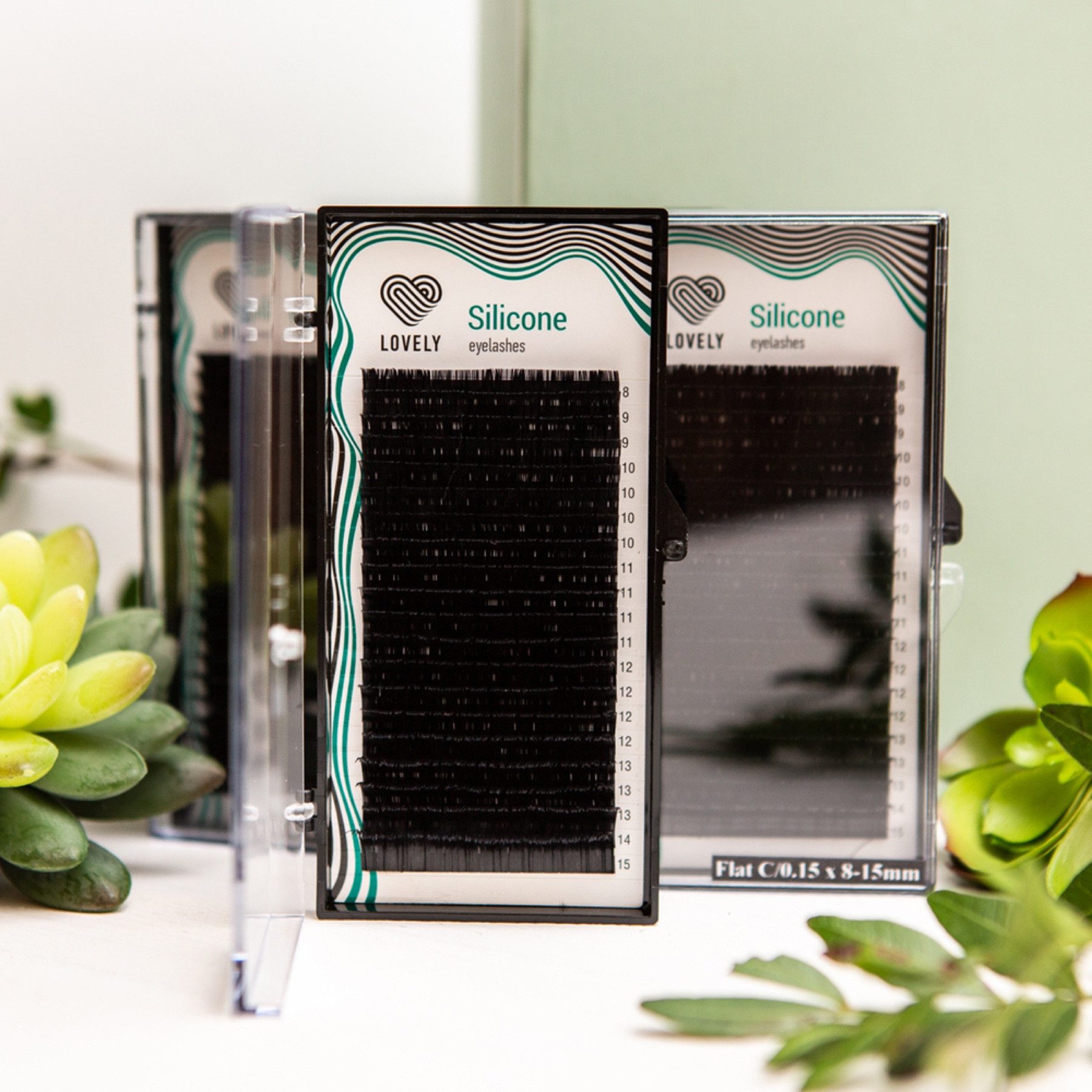 Lovely Einzelwimpern für Wimpernverlängerung 0,10mm C-, D- und L-Curl 16 Reihen von Lovely