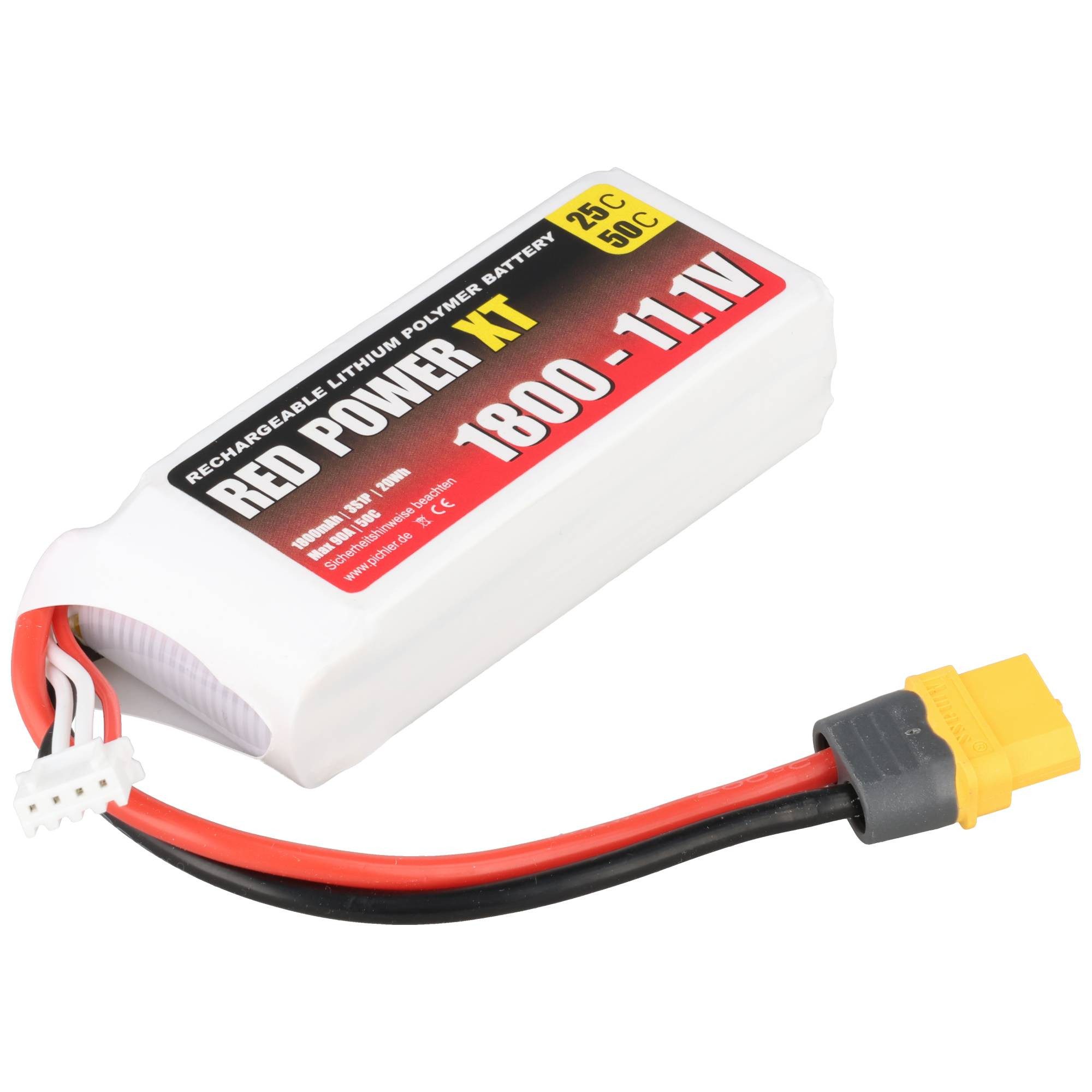 PICHLER RED POWER XT LiPo Akku 1800 mAh – 11,1 V 3S1P mit XT60 Stecker Akku 1800 mAh (11,1 V)