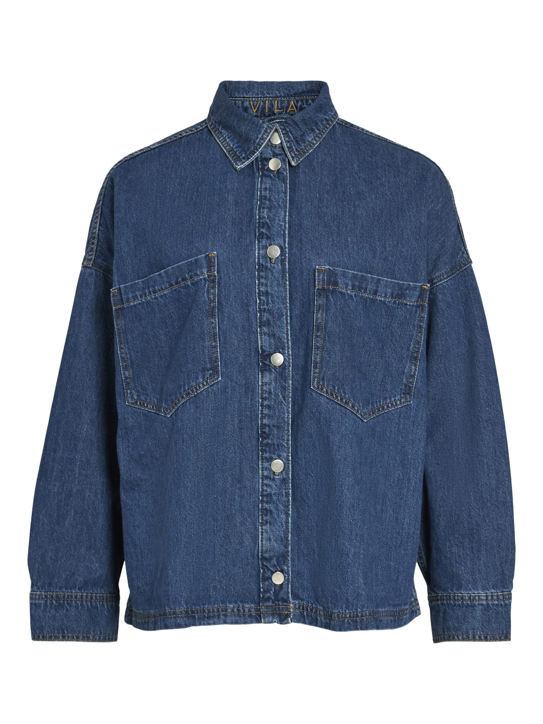 Langarmbluse VICREEK L/S DENIM SHIRT Medium Blue Denim