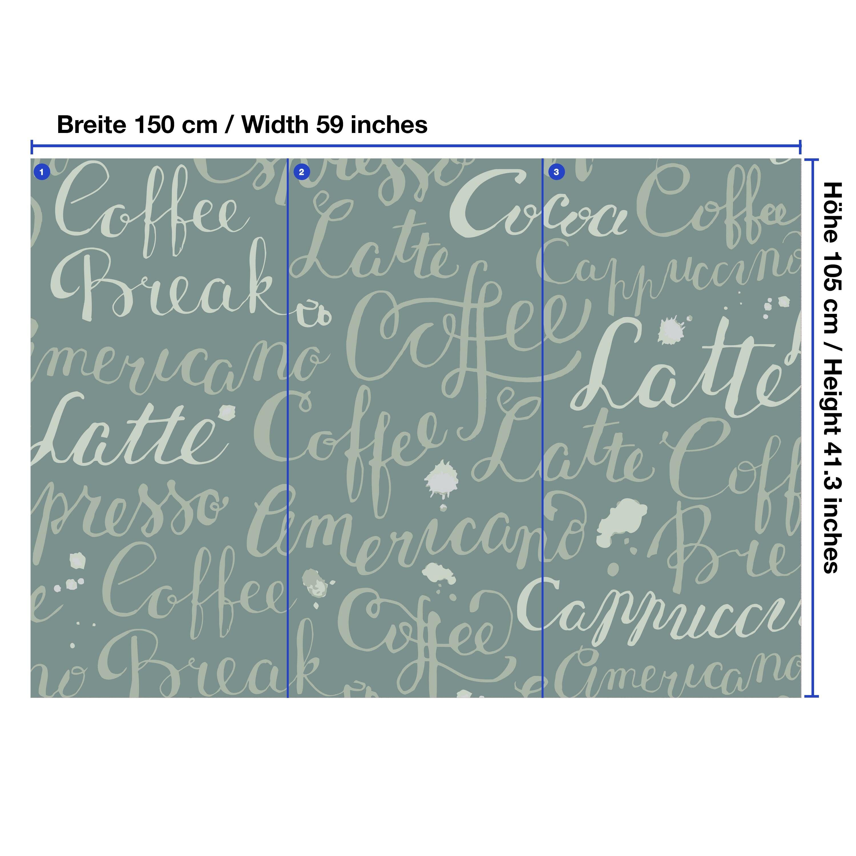 Kaffee Motivtapete, wandmotiv24 Schrift, Vliestapete Wandtapete, glatt, matt, Fototapete Wörter