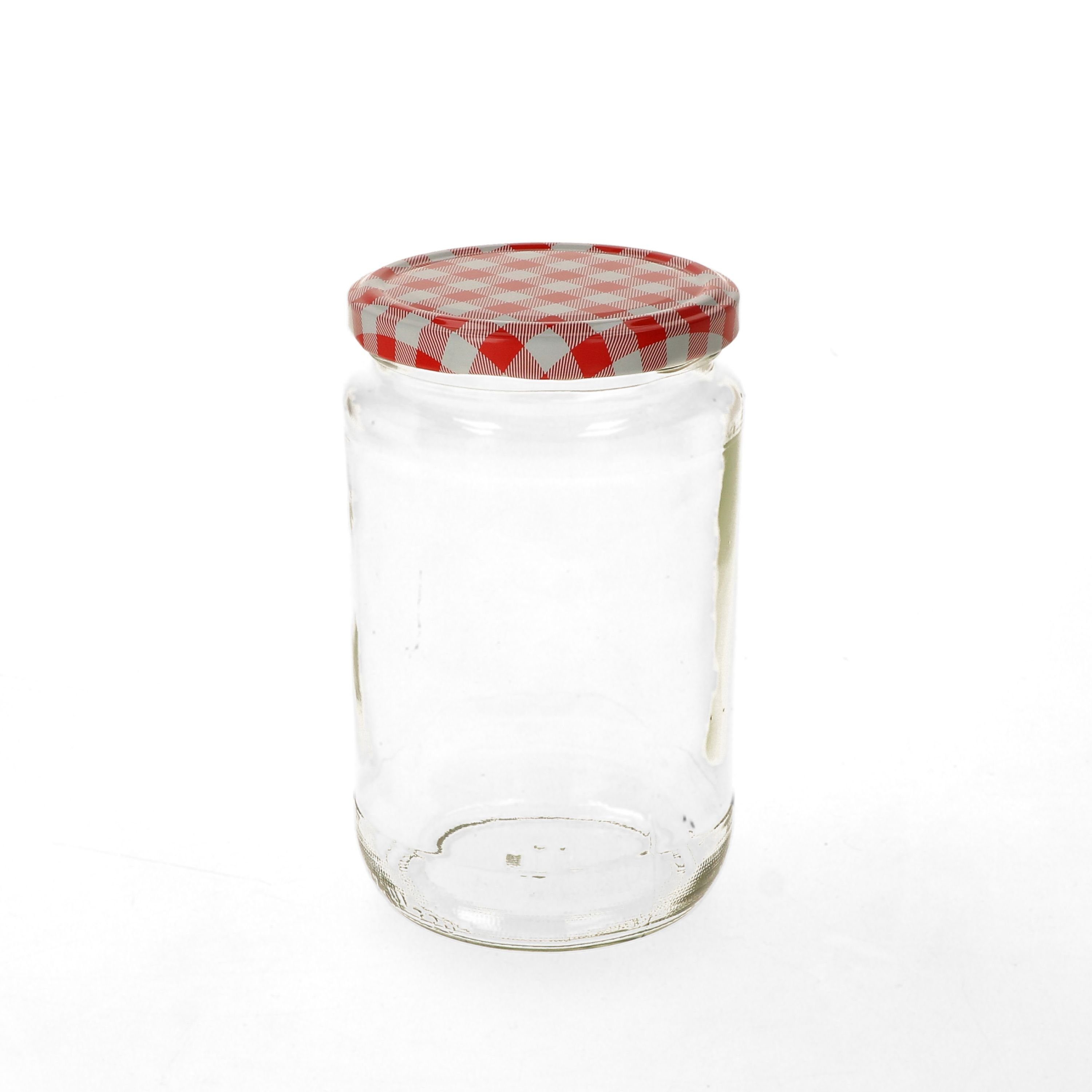 MamboCat Einmachglas 12er Set Rundglas Glas Deckel karierter ml incl. Rezeptheft, 720 To rot 82