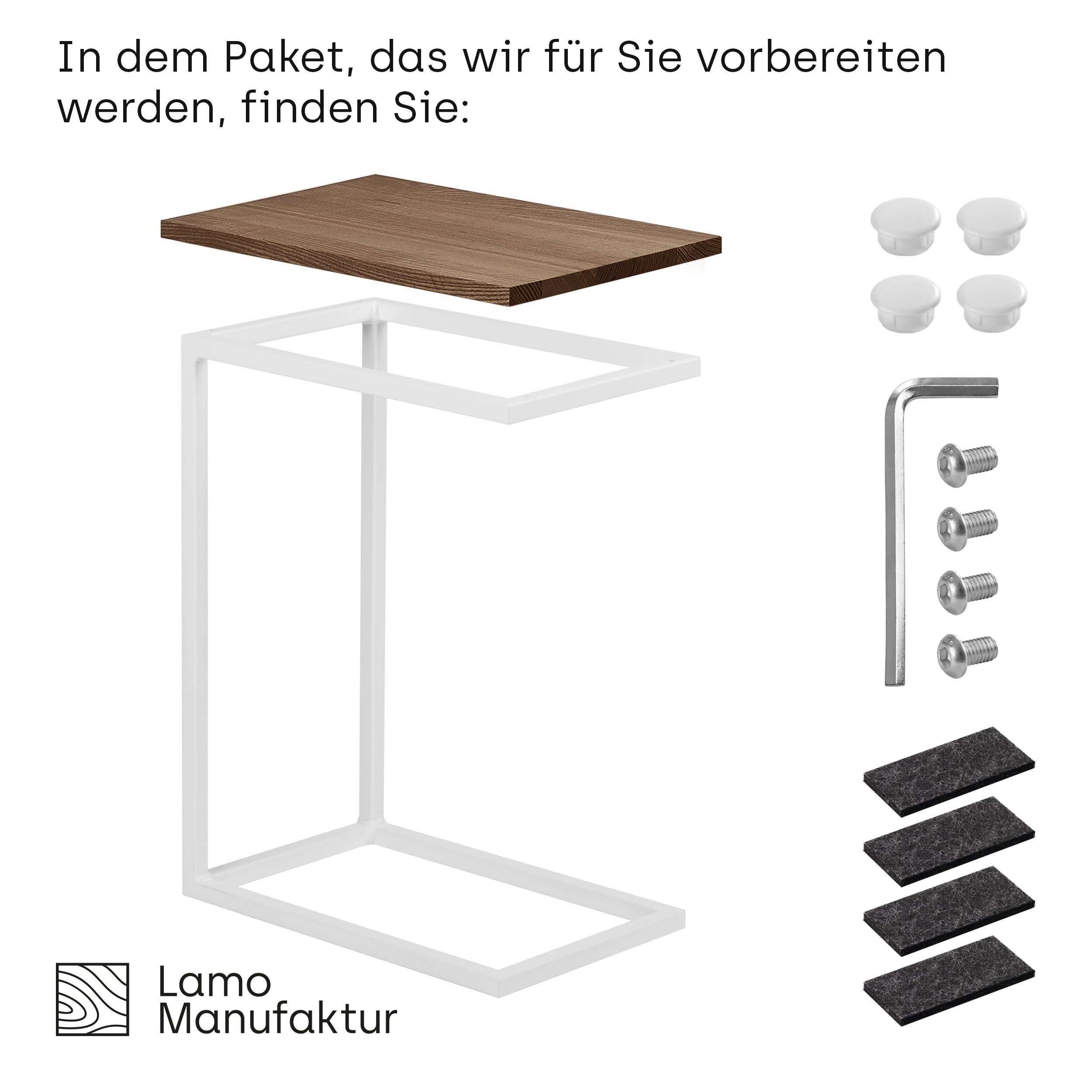 LAMO Manufaktur Beistelltisch Massivholztischplatte Laptoptisch Sofatisch günstig online kaufen