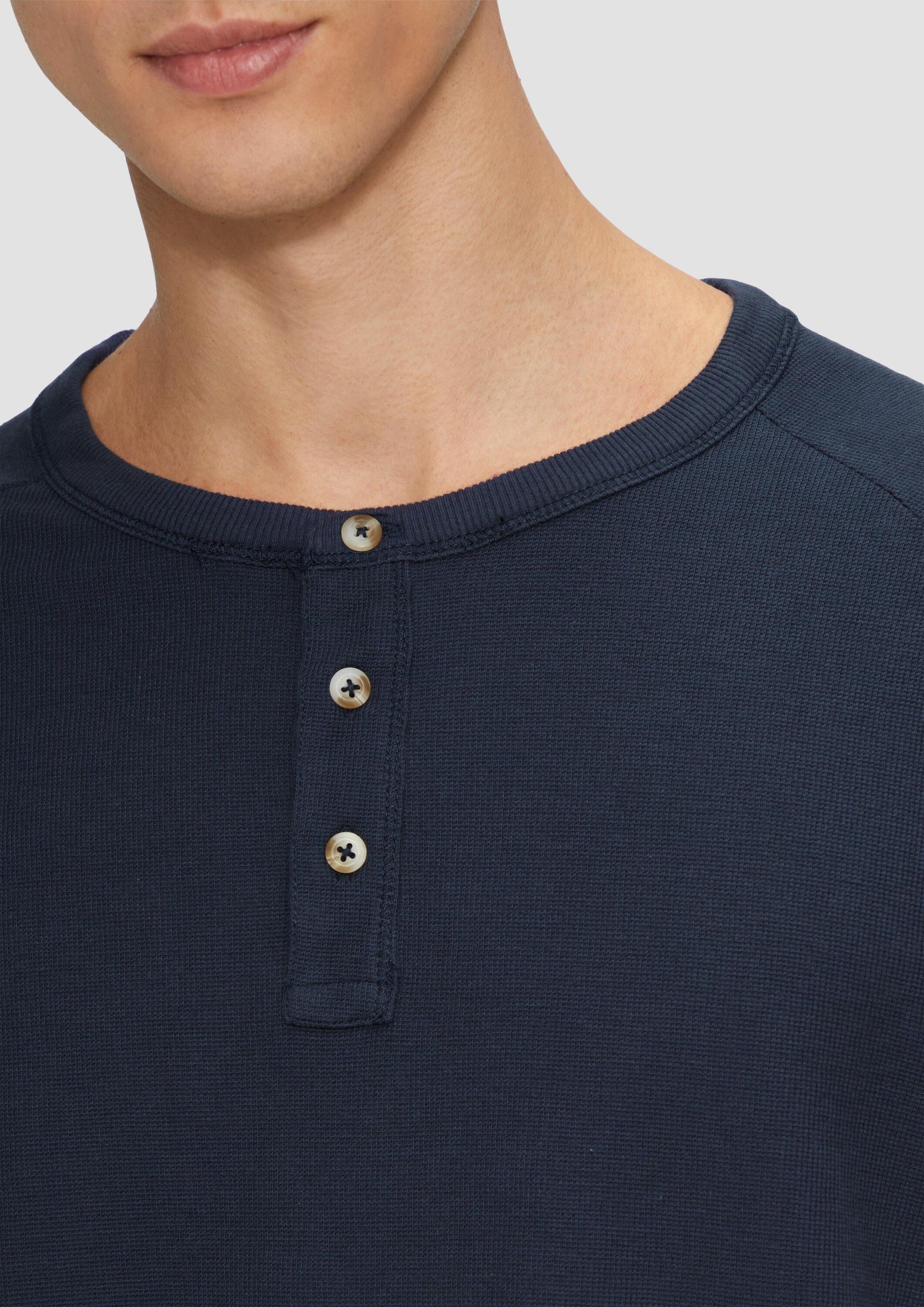 s.Oliver Kurzarmshirt T-Shirt T-Shirt mit Waffelstruktur und Henleyausschnitt