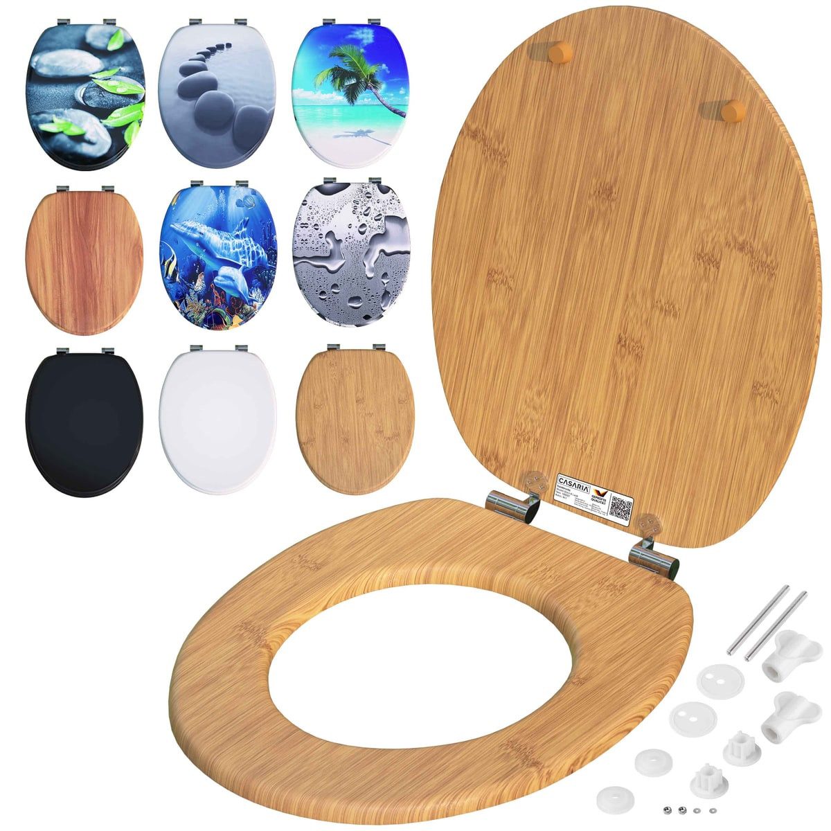Casaria WC-Sitz, Doppelte Absenkautomatik MDF Holz hygienisch Toilettensitz Klobrille