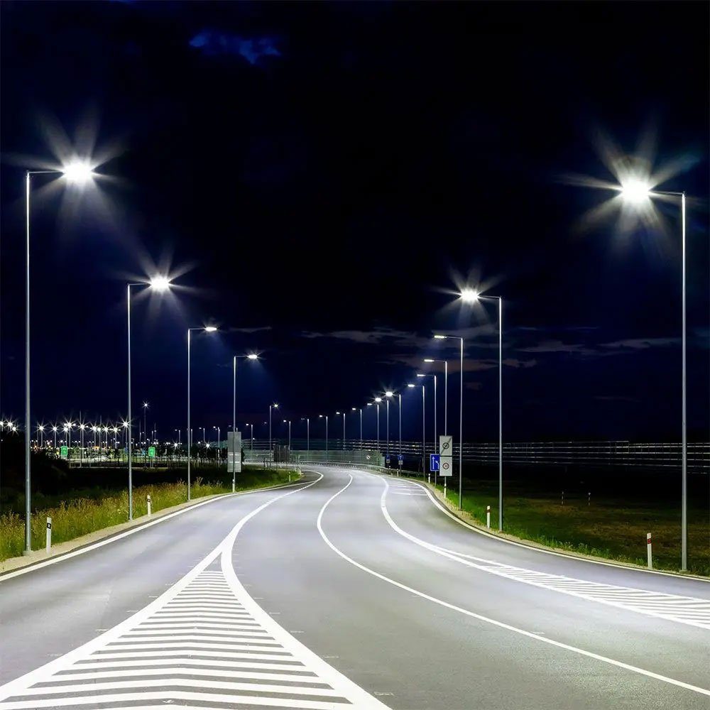 LED-Leuchtmittel verbaut, etc-shop LED Straßenbeleuchtung, Straßenlaterne Außen-Stehlampe, IP65 LED Straßenlampe Tageslichtweiß, fest