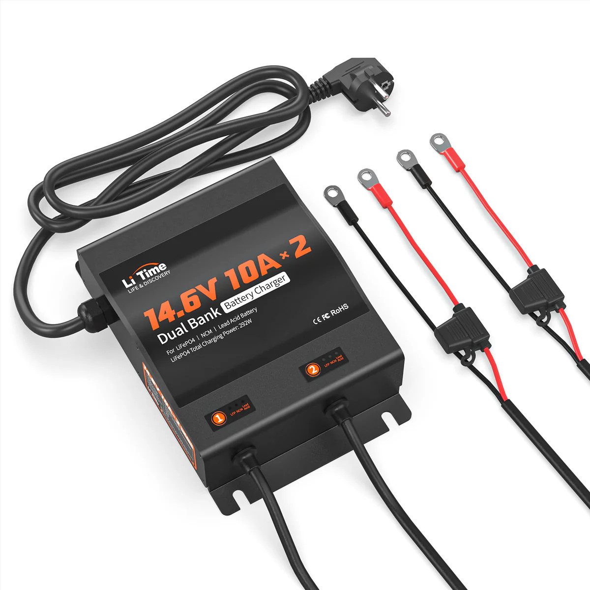 LiTime LiTime 14.6V 10A Lithium Batterieladegerät Akku-Set (12 V, 1 St)