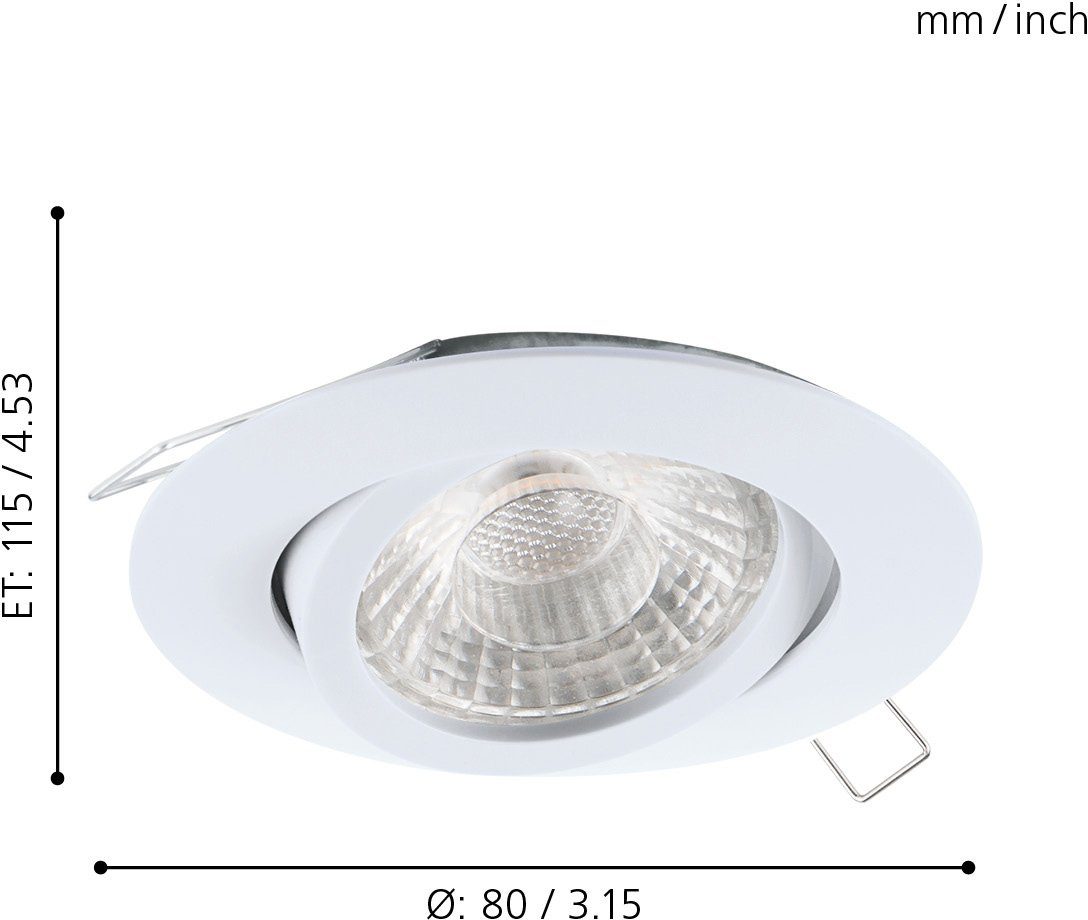 EGLO LED Einbauleuchte TEDO1, LED wechselbar, Warmweiß