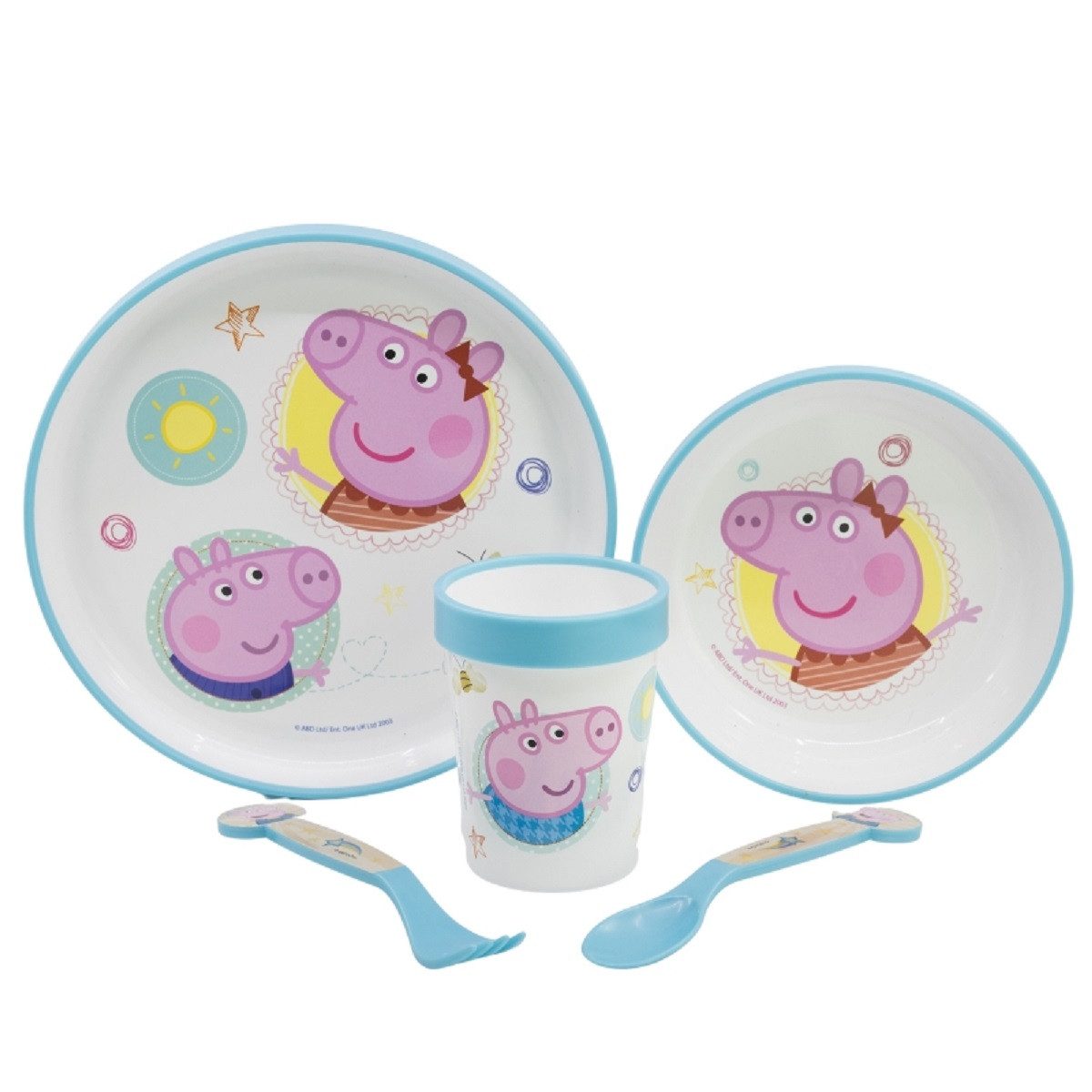 Peppa Pig Trinkflasche Teller-Set Mikrowellengeeignet 5-teiliges Kindergeschirr
