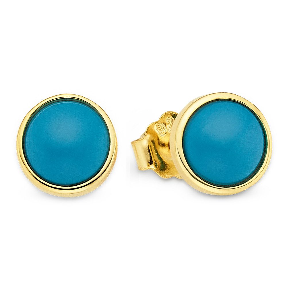 Aniston JEWELRY & WATCHES Paar Ohrstecker Silberohrstecker gelbgoldfarben vergoldet mit Türkis, mit Türkis