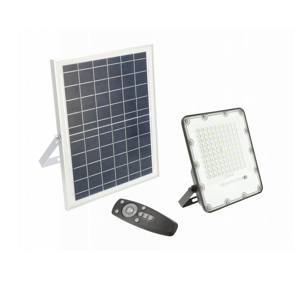GTV LED Flutlichtstrahler LED Fluter Solarleuchte Solar-LED-Fluter Solar-LED Strahler IP65 für, 200 Watt, 2000 Lumen, Kaltweiß, 280x262x37mm, IP IP65