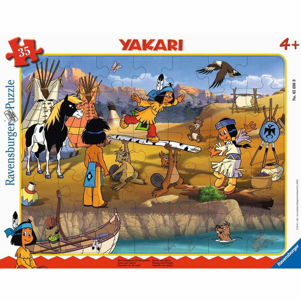 Ravensburger Rahmenpuzzle Yakari Mit Freunden im Freien spielen 35 Teile, 35 Puzzleteile