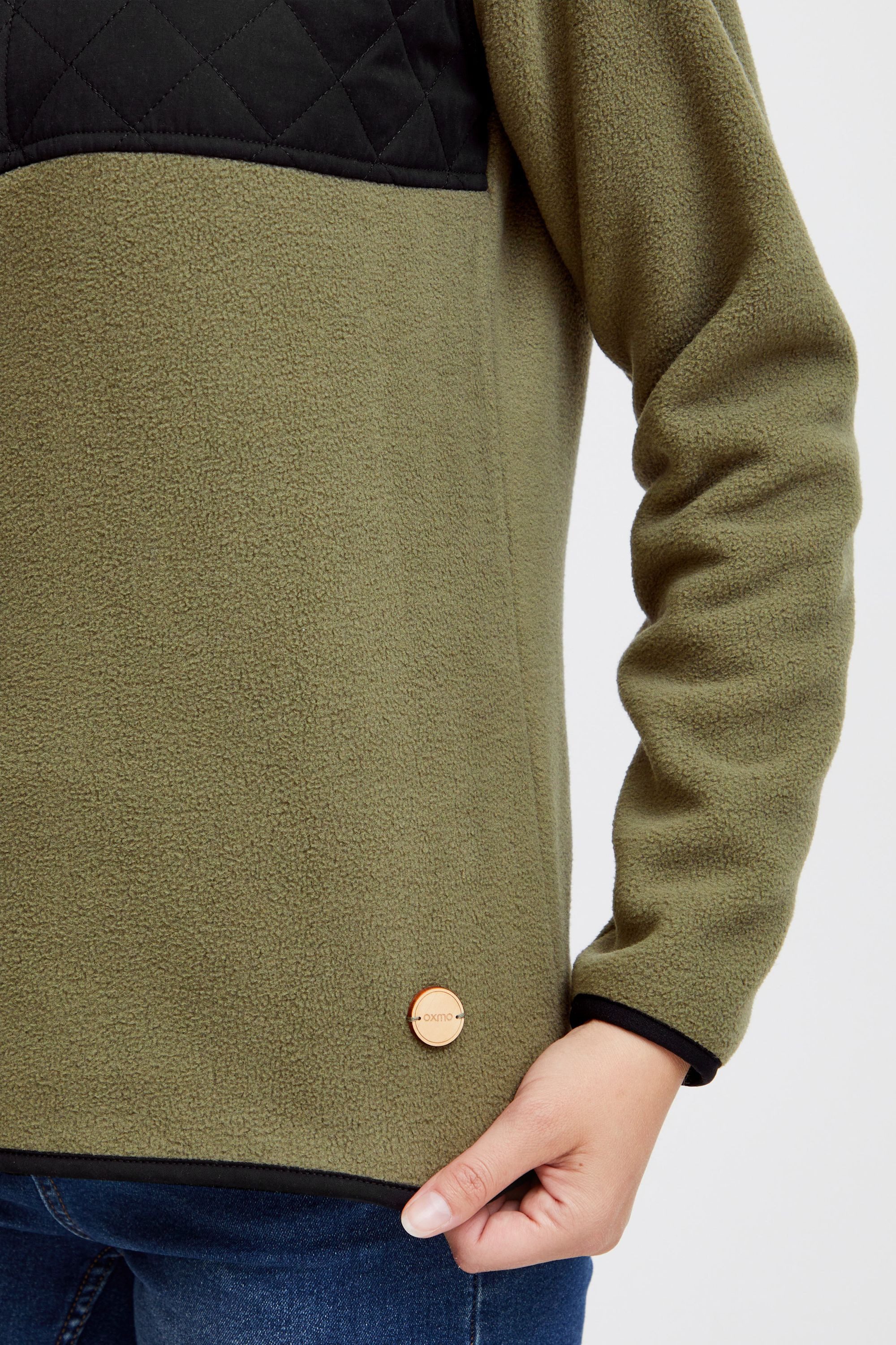 OXMO Sweatshirt OXMalita Fleece Troyer mit Stepp-Detail
