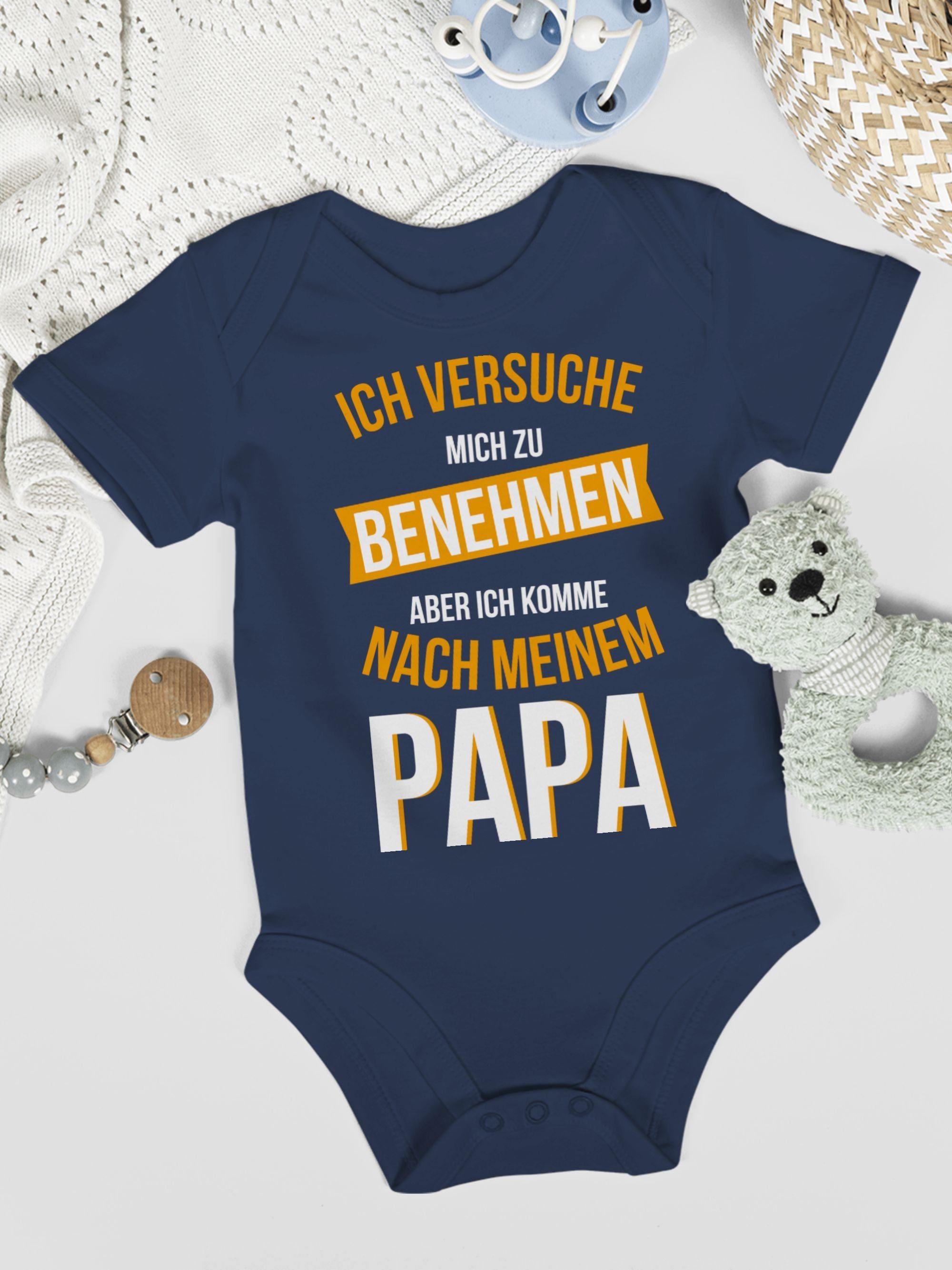 komme Navy Baby 2 Sprüche Versuche benehmen mich Shirtbody Papa Shirtracer nach Blau zu