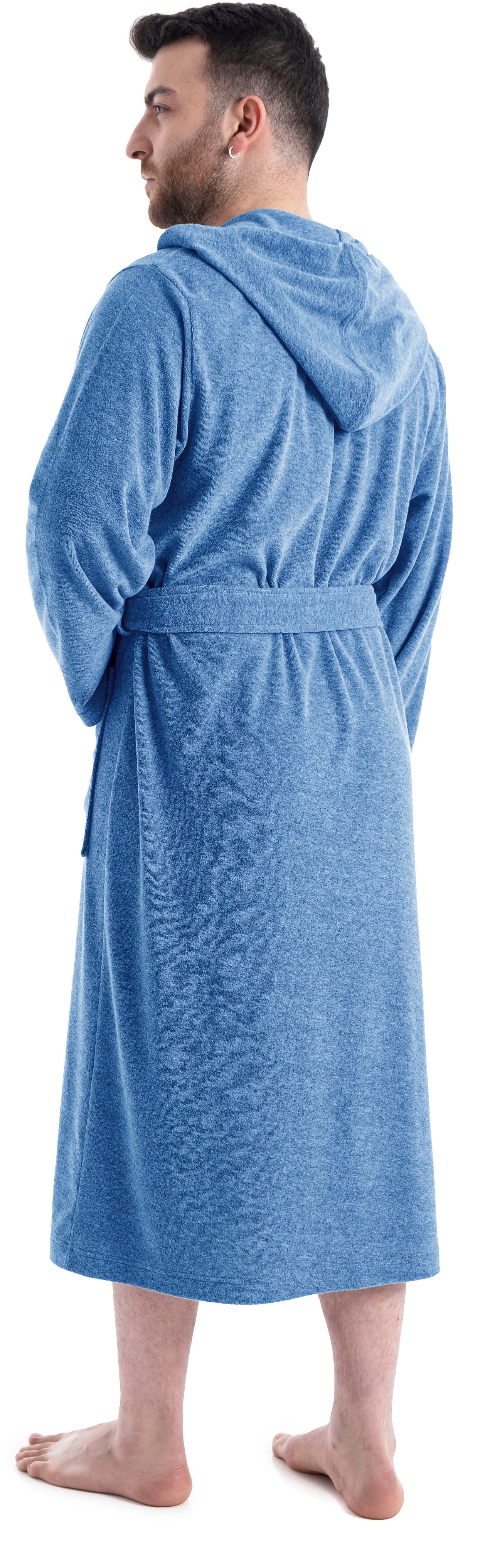 OTTO home Herrenbademantel Nela, ideal für Sauna & Spa, Hotelbademantel, Morgenmantel, Langform, Leichtfrottee, Kapuze, Gürtel, einfarbig, S-4XL, mit Reißverschluss